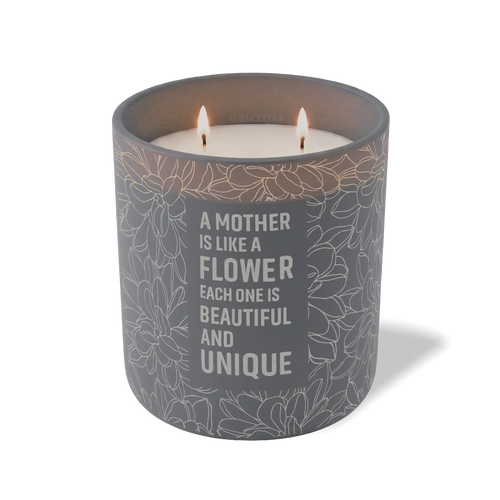 Custom Etched A Mother is Like a Flower 12 oz Studio Series Candle - Graphite