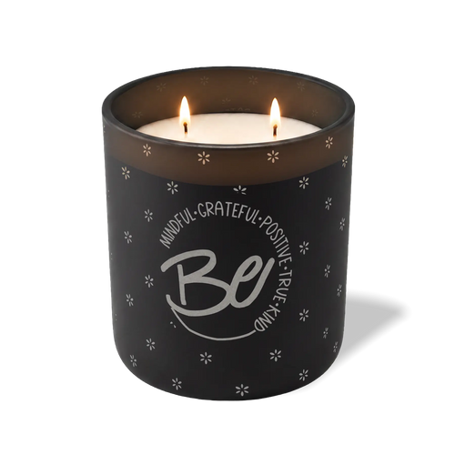 Custom Etched Be Mindful Grateful Positive True Kind 12 oz Studio Series Candle - Black