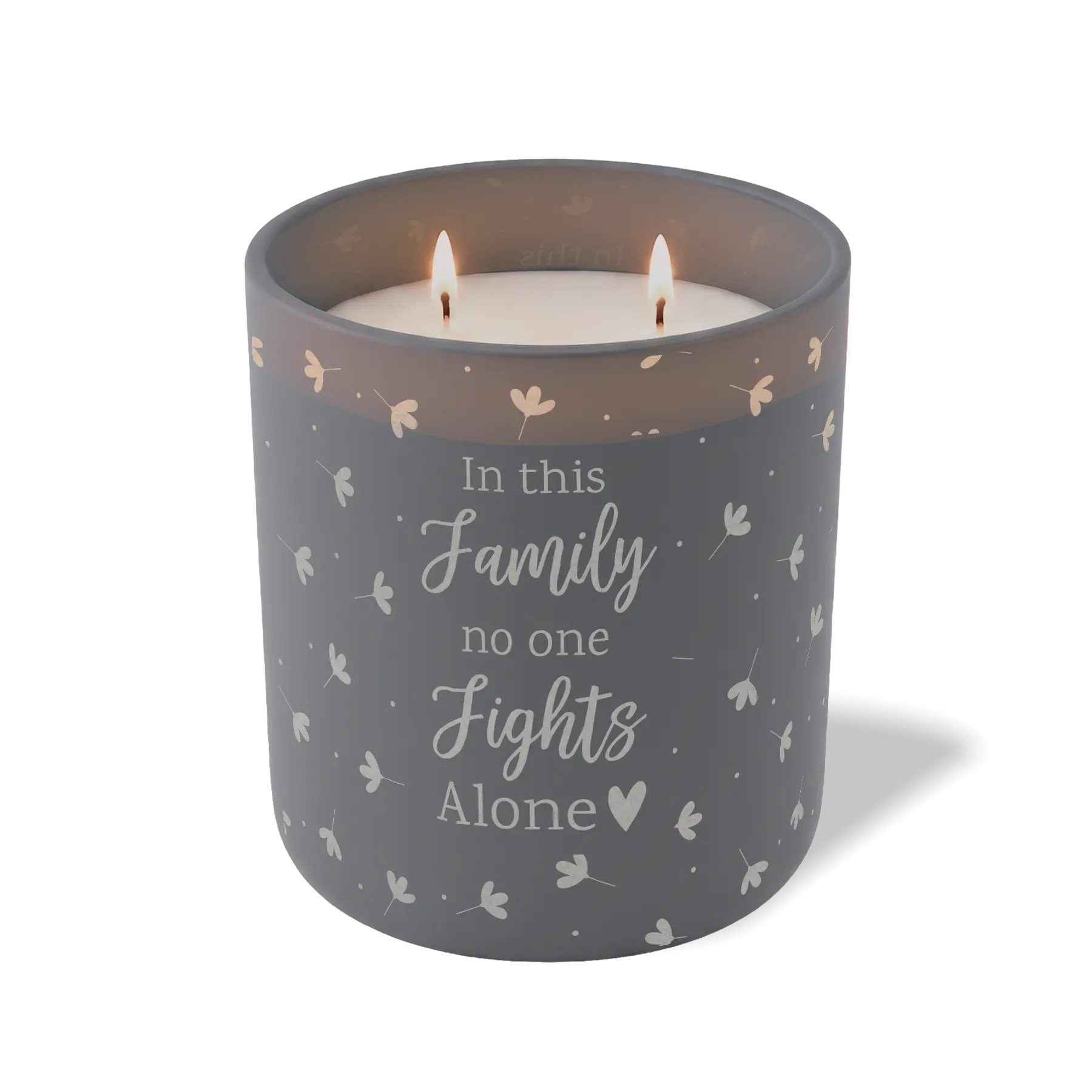 Custom Etched In This Family No One Fights Alone 12 oz Studio Series Candle - Graphite