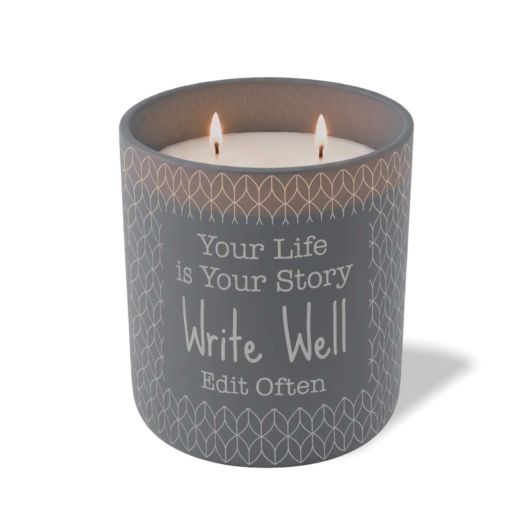 Custom Etched Your Life is Your Story Write Well Edit Often 12 oz Studio Series Candle - Graphite