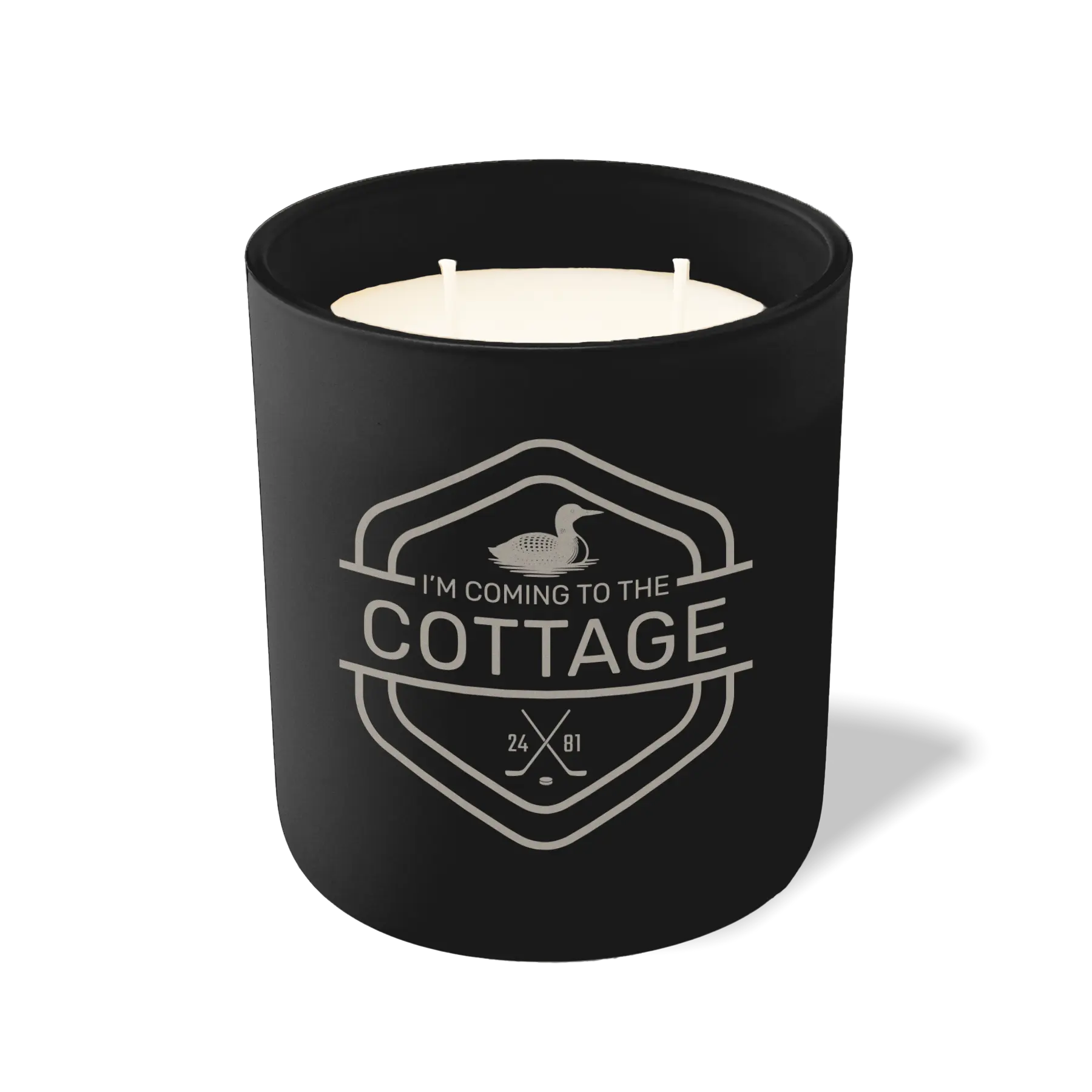 Custom Etched I'm Coming to the Cottage - Loon 12 oz Studio Series Candle - Black