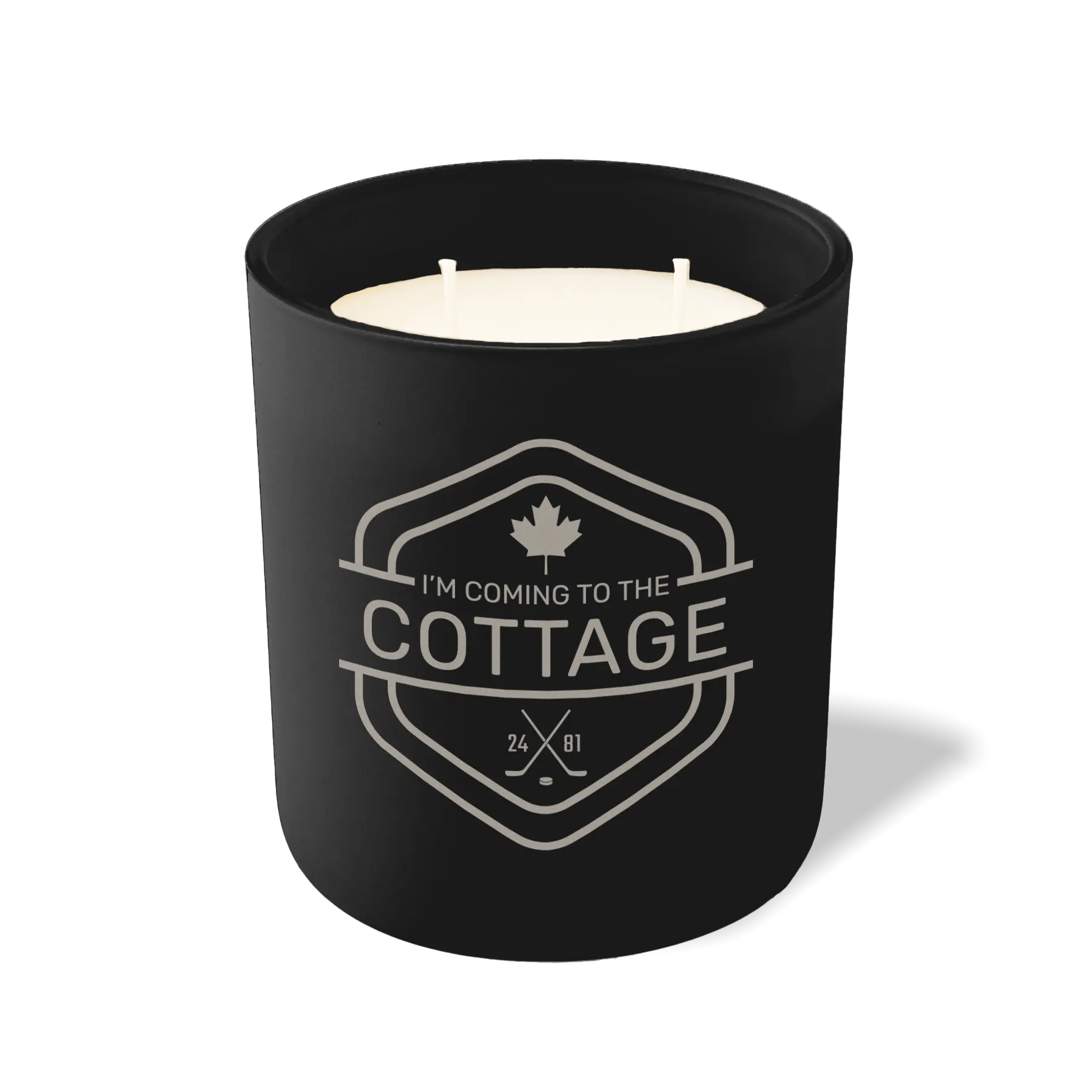 Custom Etched I'm Coming to the Cottage - Maple Leaf 12 oz Studio Series Candle - Black