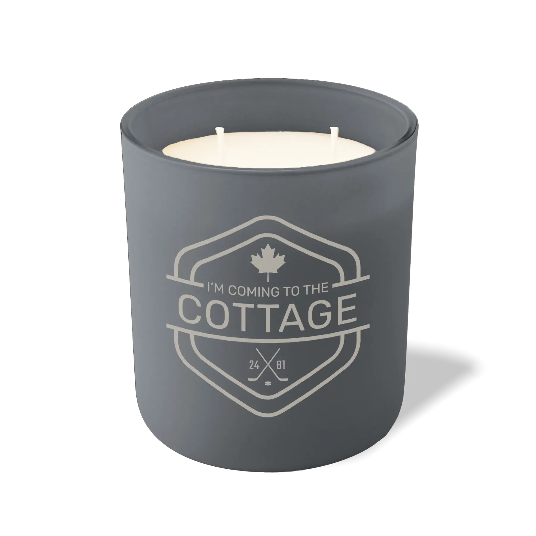 Custom Etched I'm Coming to the Cottage - Maple Leaf 12 oz Studio Series Candle - Graphite