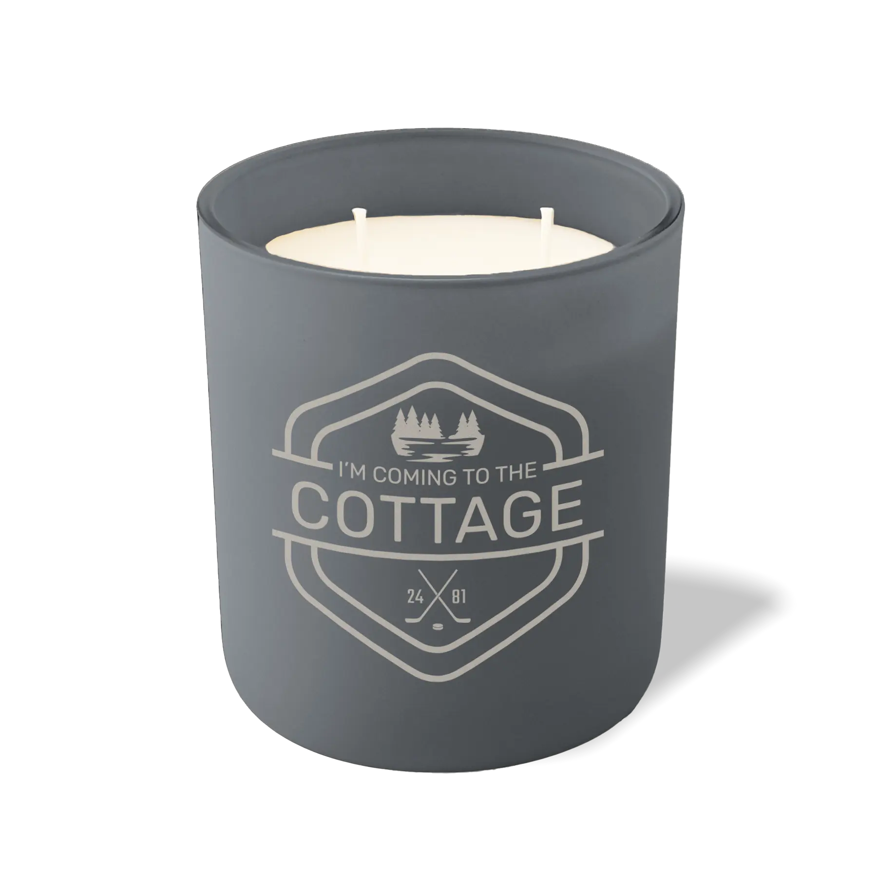 Custom Etched I'm Coming to the Cottage - Trees 12 oz Studio Series Candle - Graphite
