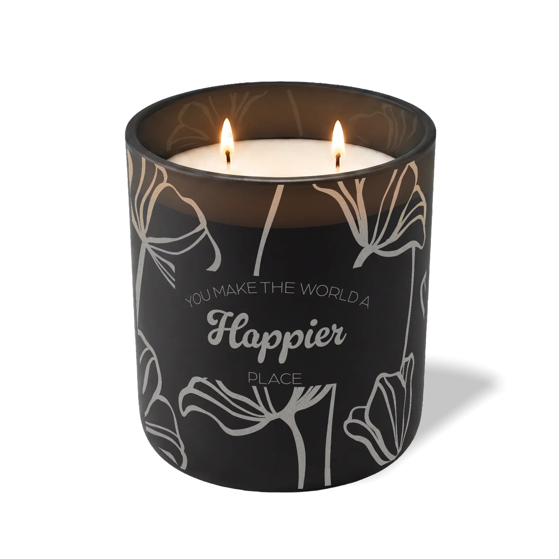Wild Journey Custom Etched You Make the World a Happier Place 12 oz Studio Series Candle in Black