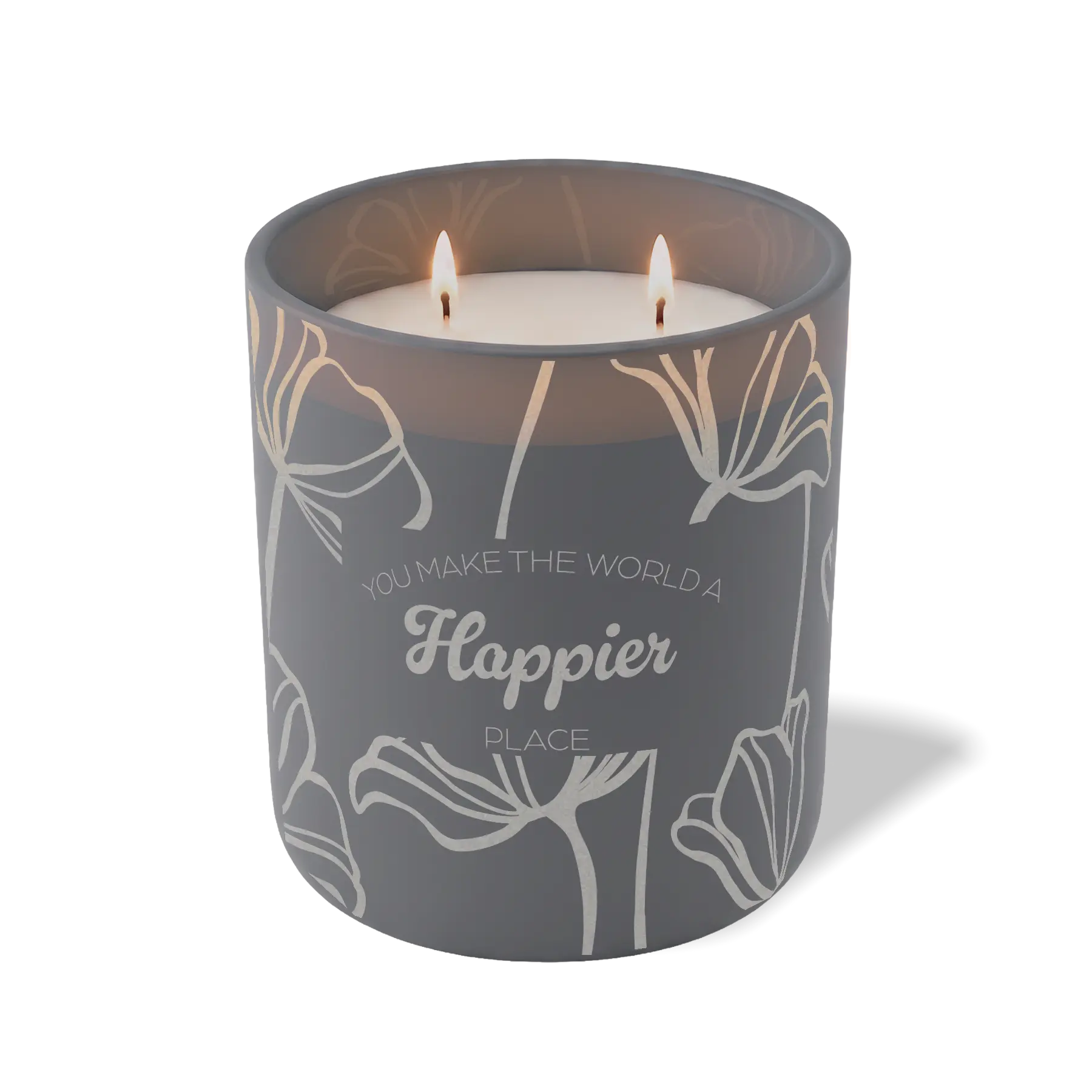 Wild Journey Custom Etched You Make the World a Happier Place 12 oz Studio Series Candle in Graphite