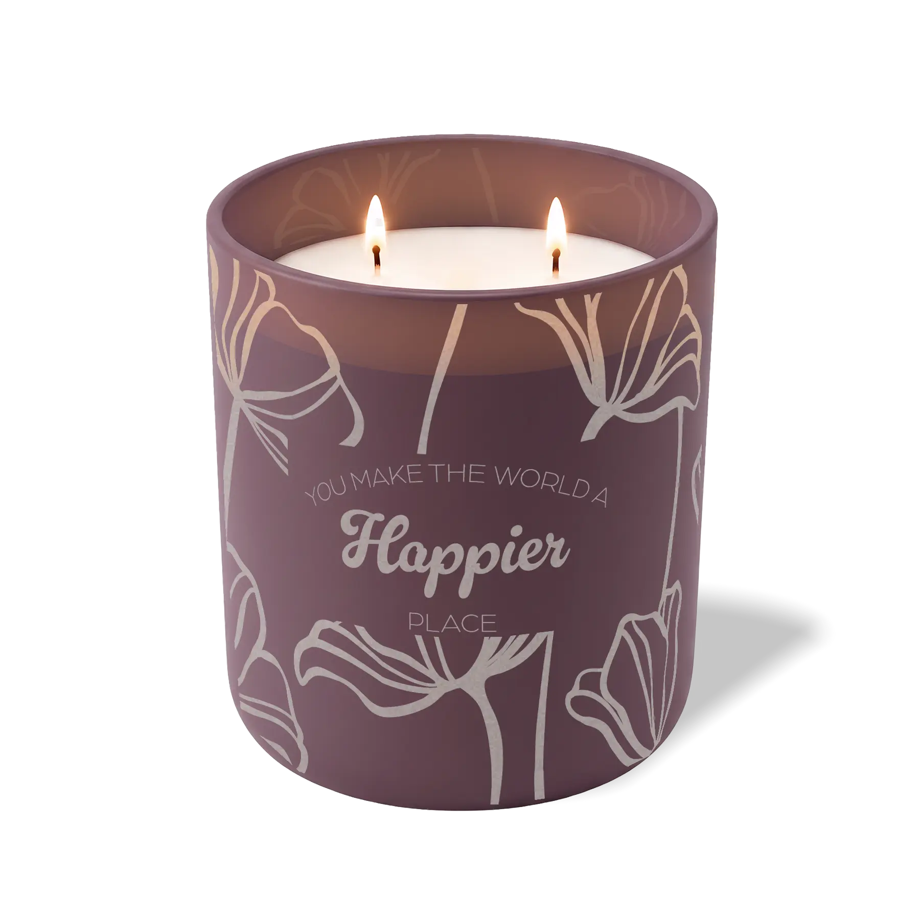Wild Journey Custom Etched You Make the World a Happier Place 12 oz Studio Series Candle in Velvet Plum