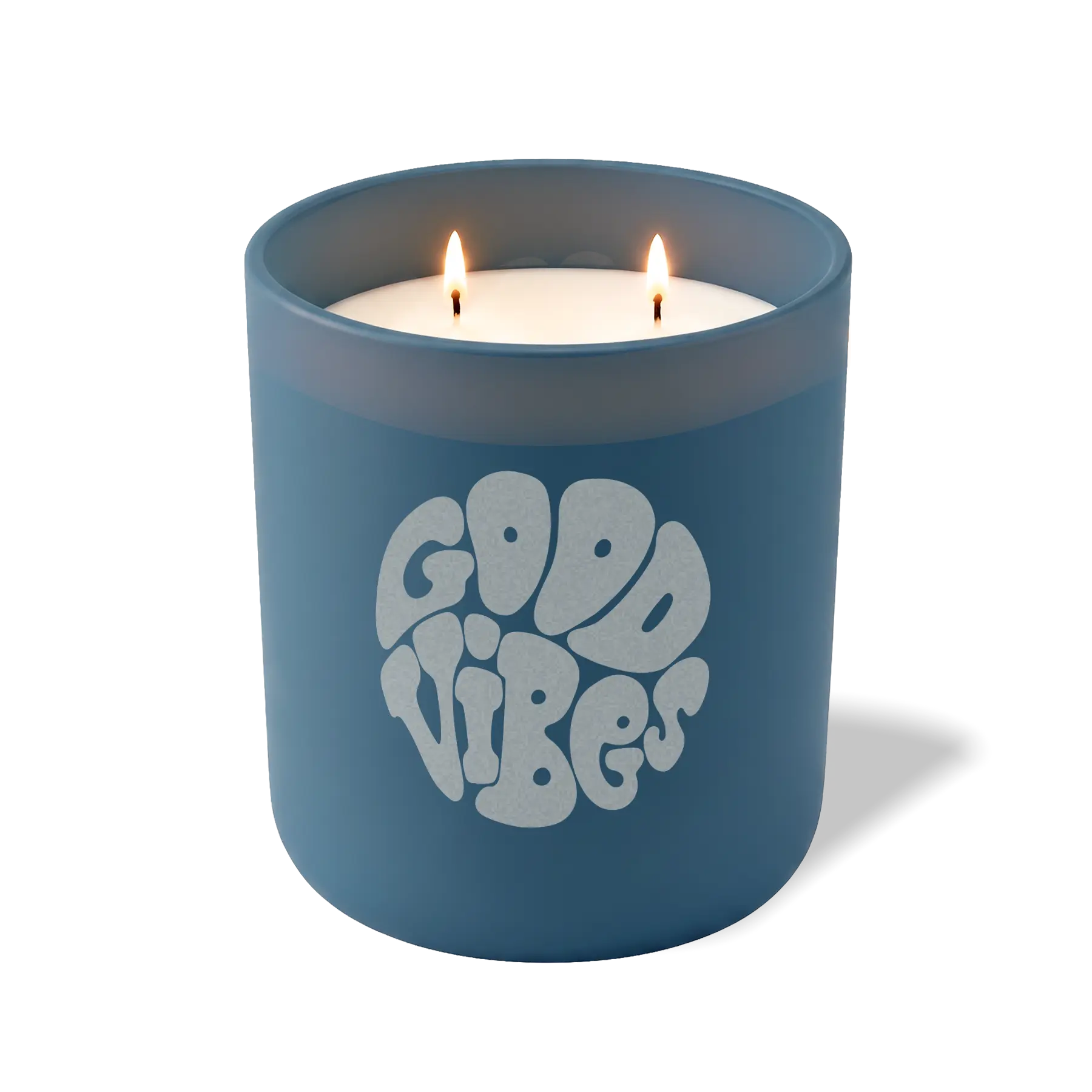 Wild Journey Custom Etched Good Vibes Retro 12 oz Studio Series Candle in Cobalt