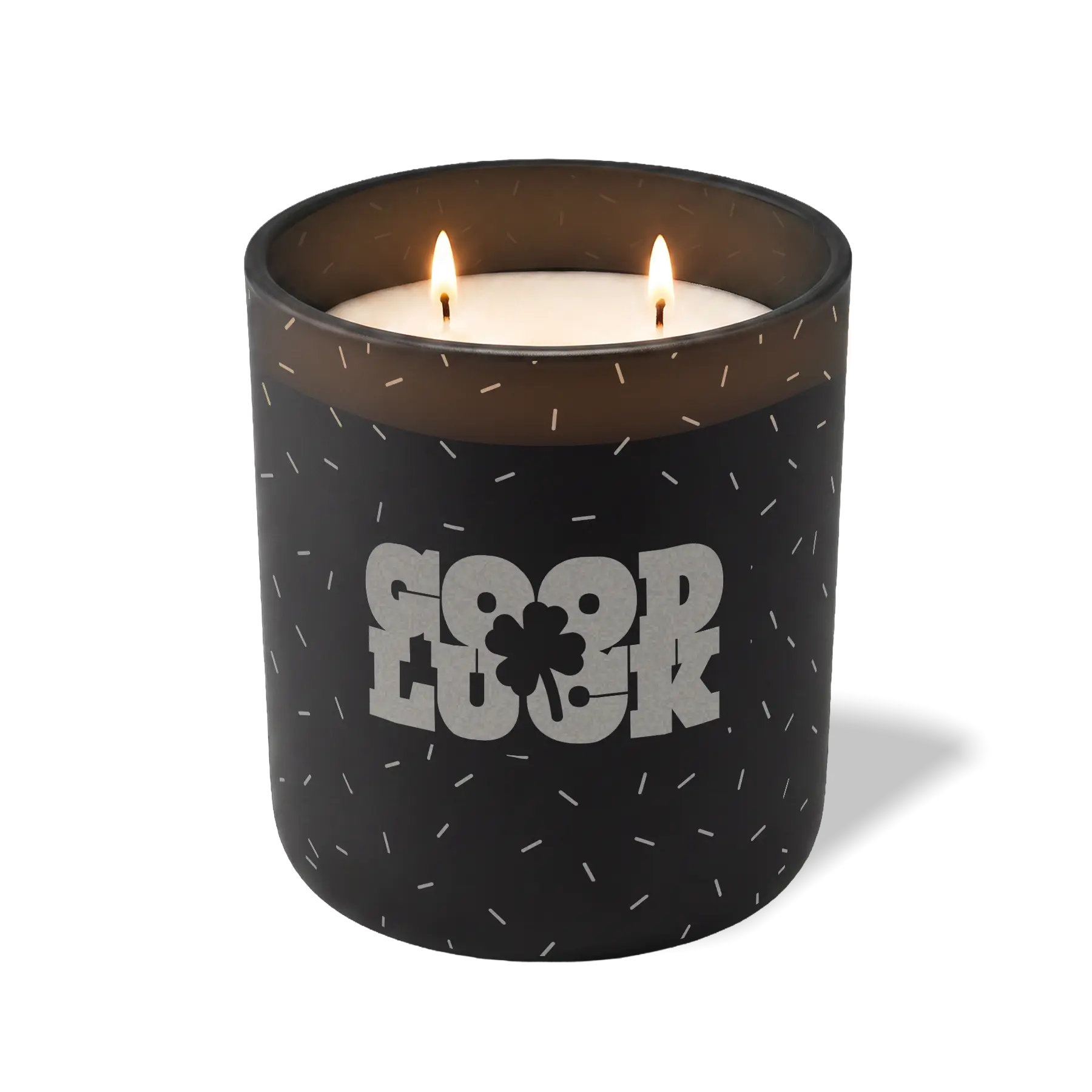 Wild Journey Custom Etched Good Luck Shamrock 12 oz Studio Series Candle in Black