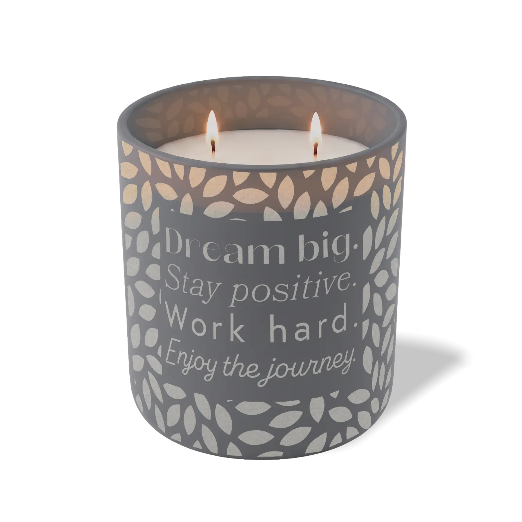 Wild Journey Custom Etched Dream Big Stay Positive Work Hard Enjoy the Journey 12 oz Studio Series Candle in Graphite