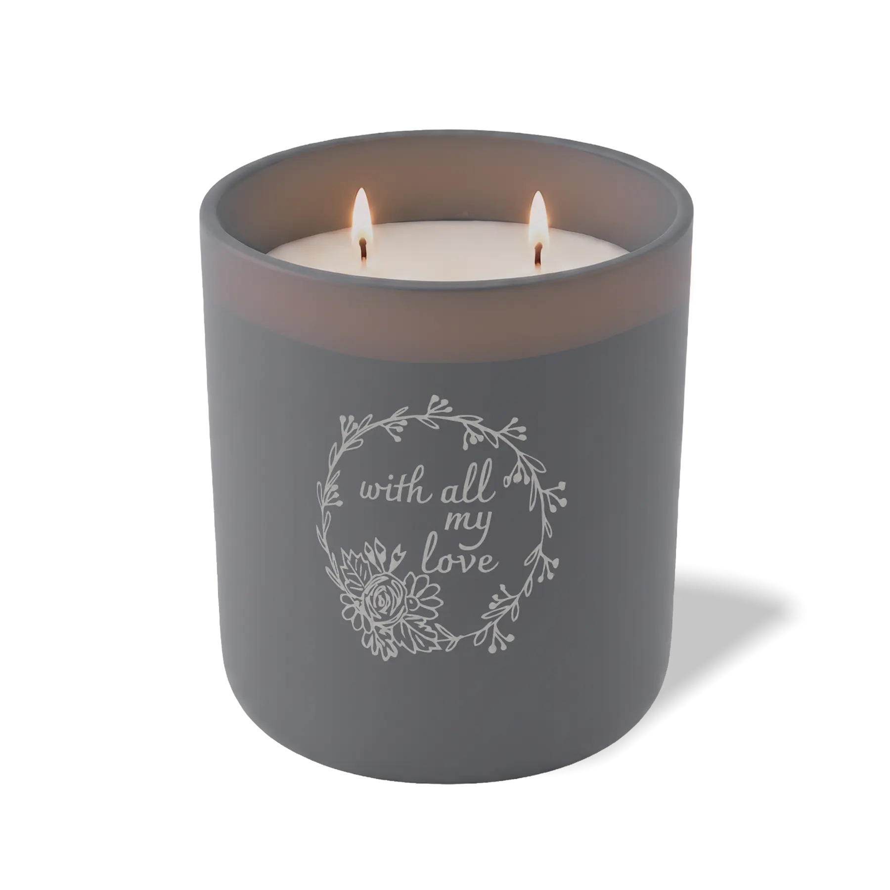 Wild Journey Custom Etched With All My Love Wreath 12 oz Studio Series Candle in Graphite