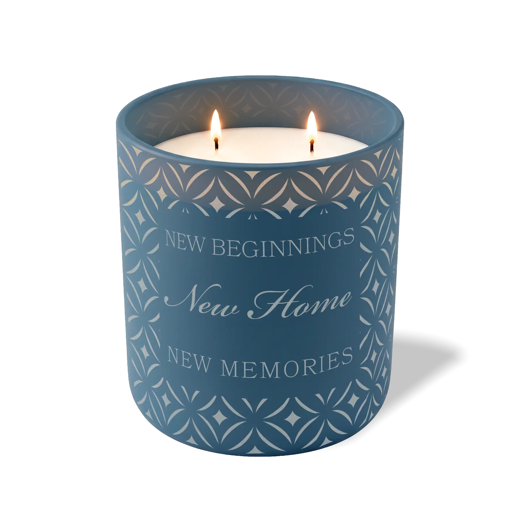Wild Journey Custom Etched New Beginnings New Home New Memories 12 oz Studio Series Candle in Cobalt