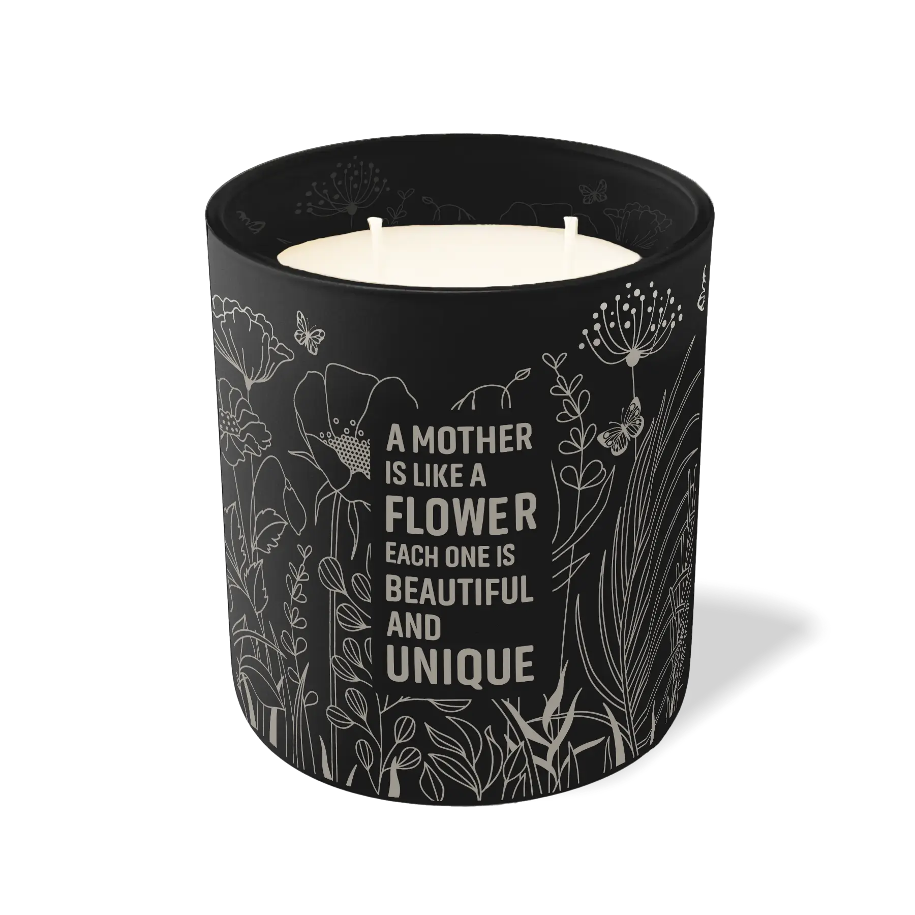 Wild Journey Custom Etched A Mother is Like a Flower 12 oz Studio Series Candle in Black