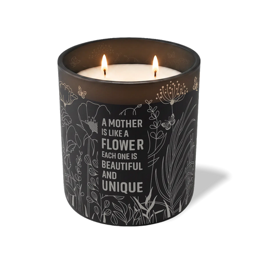 Wild Journey Custom Etched A Mother is Like a Flower 12 oz Studio Series Candle in Black