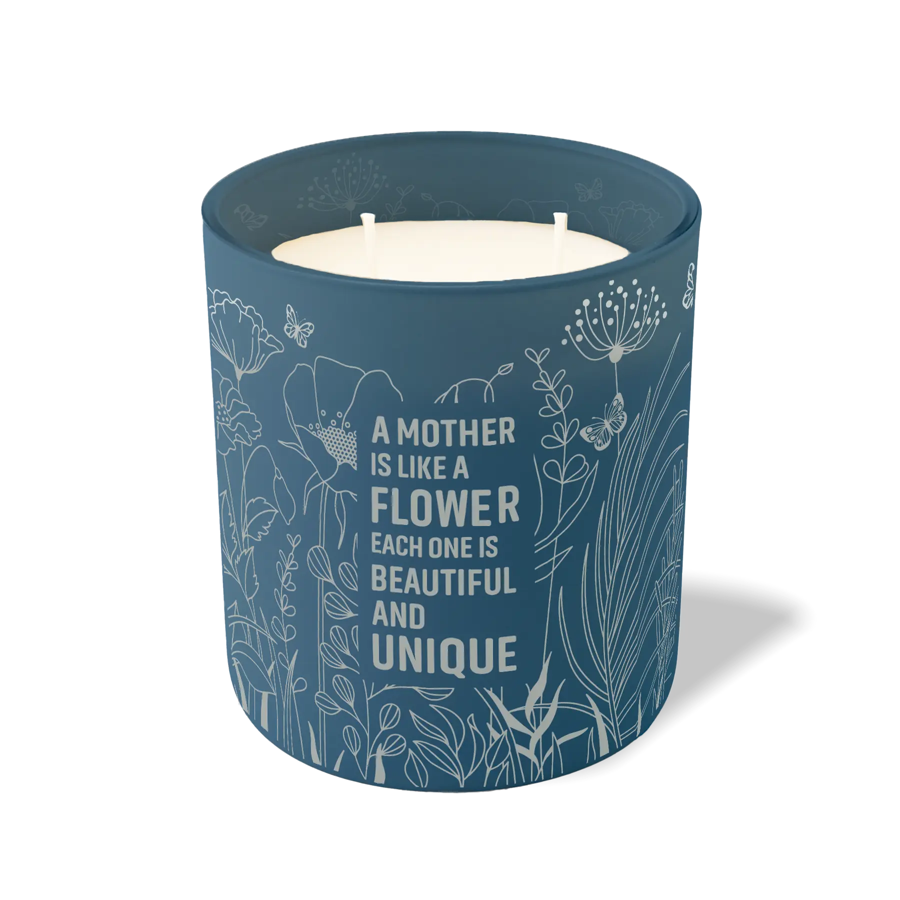 Wild Journey Custom Etched A Mother is Like a Flower 12 oz Studio Series Candle in Cobalt