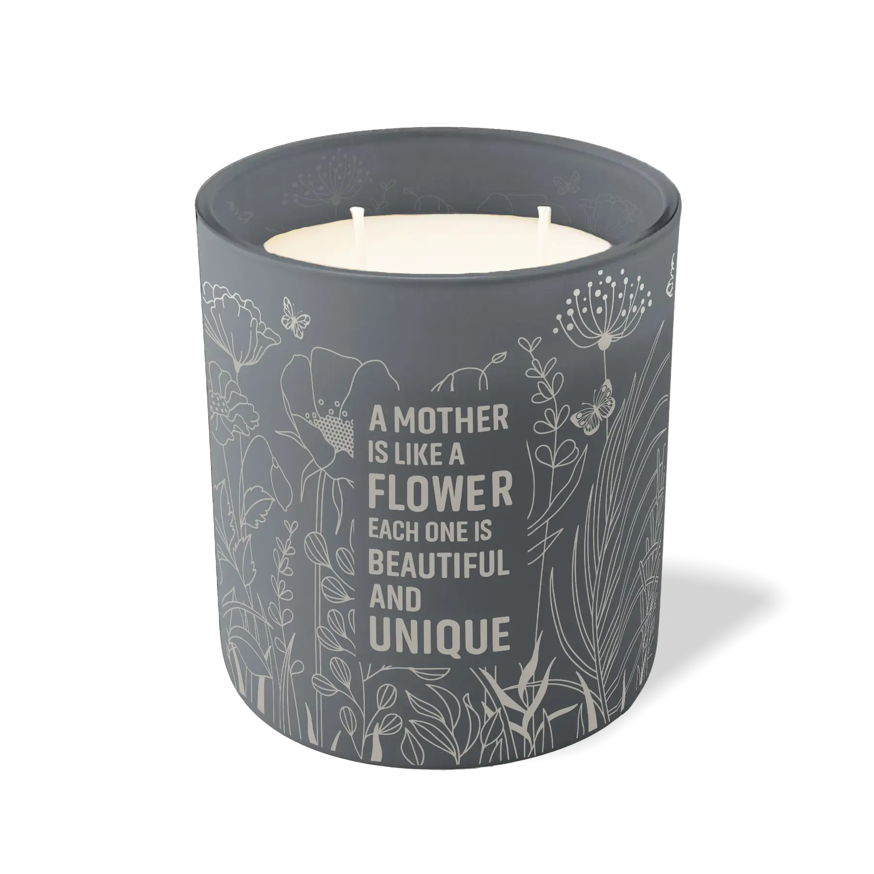 Wild Journey Custom Etched A Mother is Like a Flower 12 oz Studio Series Candle in Graphite