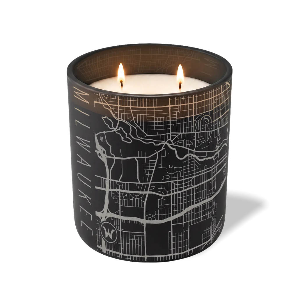 Wild Journey Custom Etched Milwaukee Map 12 oz Studio Series Candle in Black