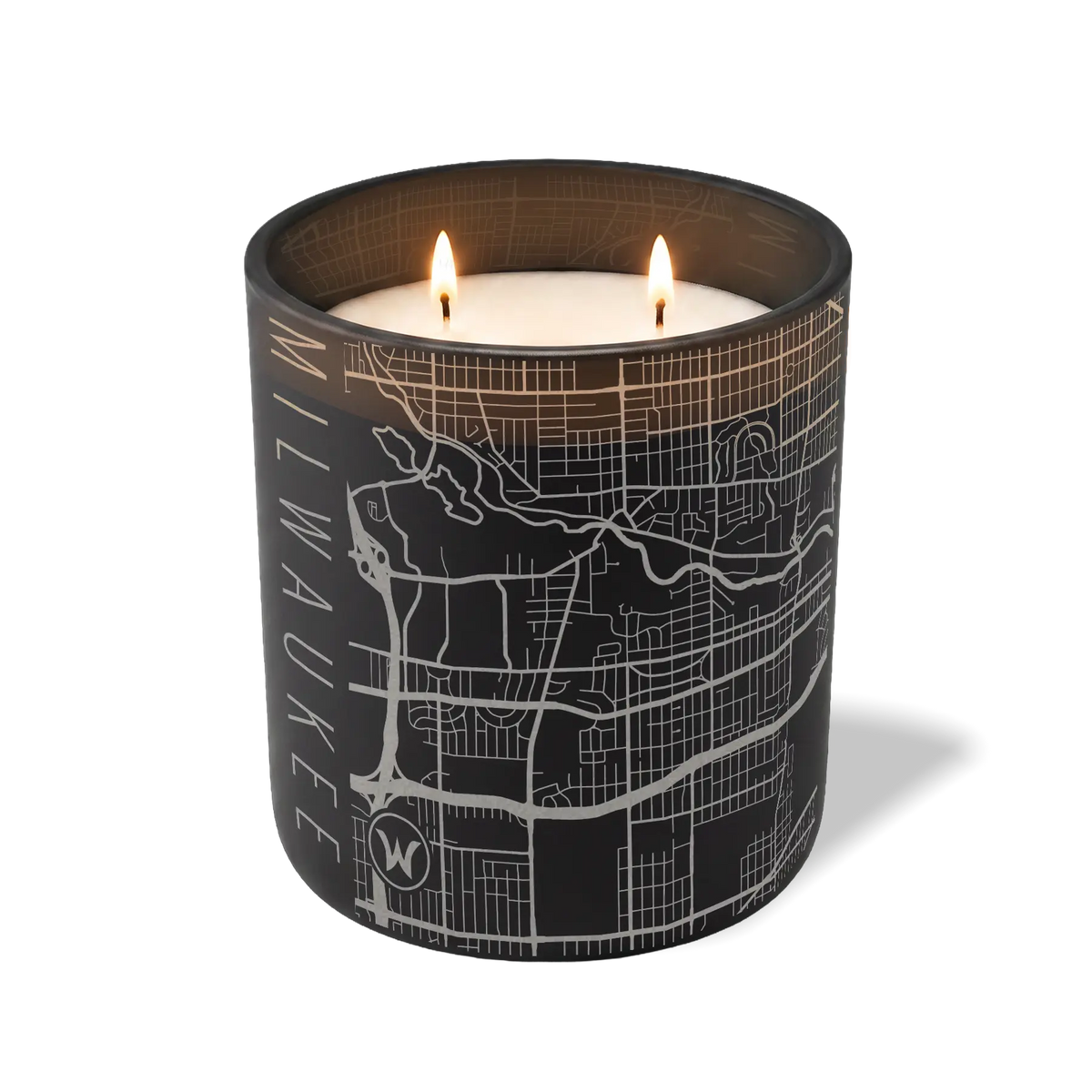 Wild Journey Custom Etched Milwaukee Map 12 oz Studio Series Candle in Black