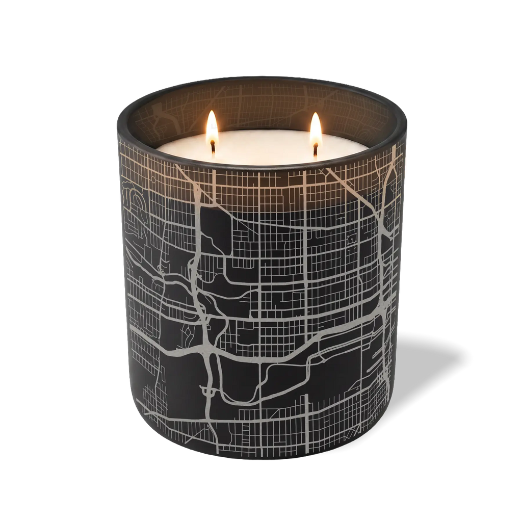 Wild Journey Custom Etched Milwaukee Map 12 oz Studio Series Candle in Black