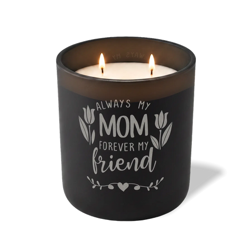 Wild Journey Custom Etched Always My Mom Forever My Friend 12 oz Studio Series Candle in Black
