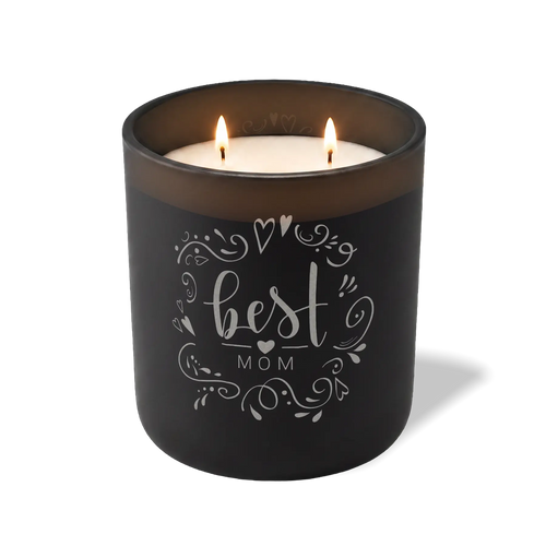 Wild Journey Custom Etched Best Mom Heart Pattern 12 oz Studio Series Candle in Black