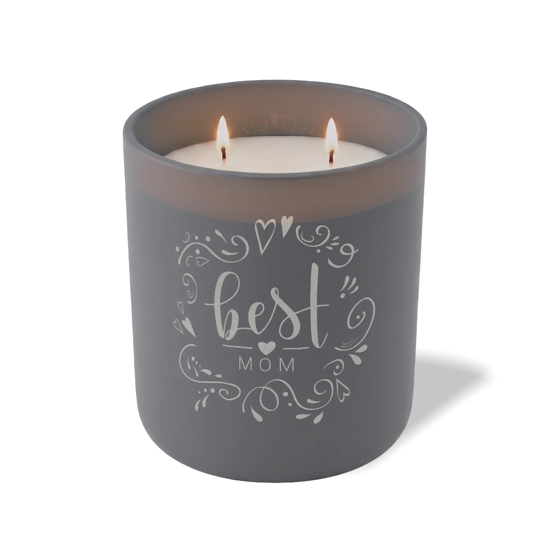 Wild Journey Custom Etched Best Mom Heart Pattern 12 oz Studio Series Candle in Graphite