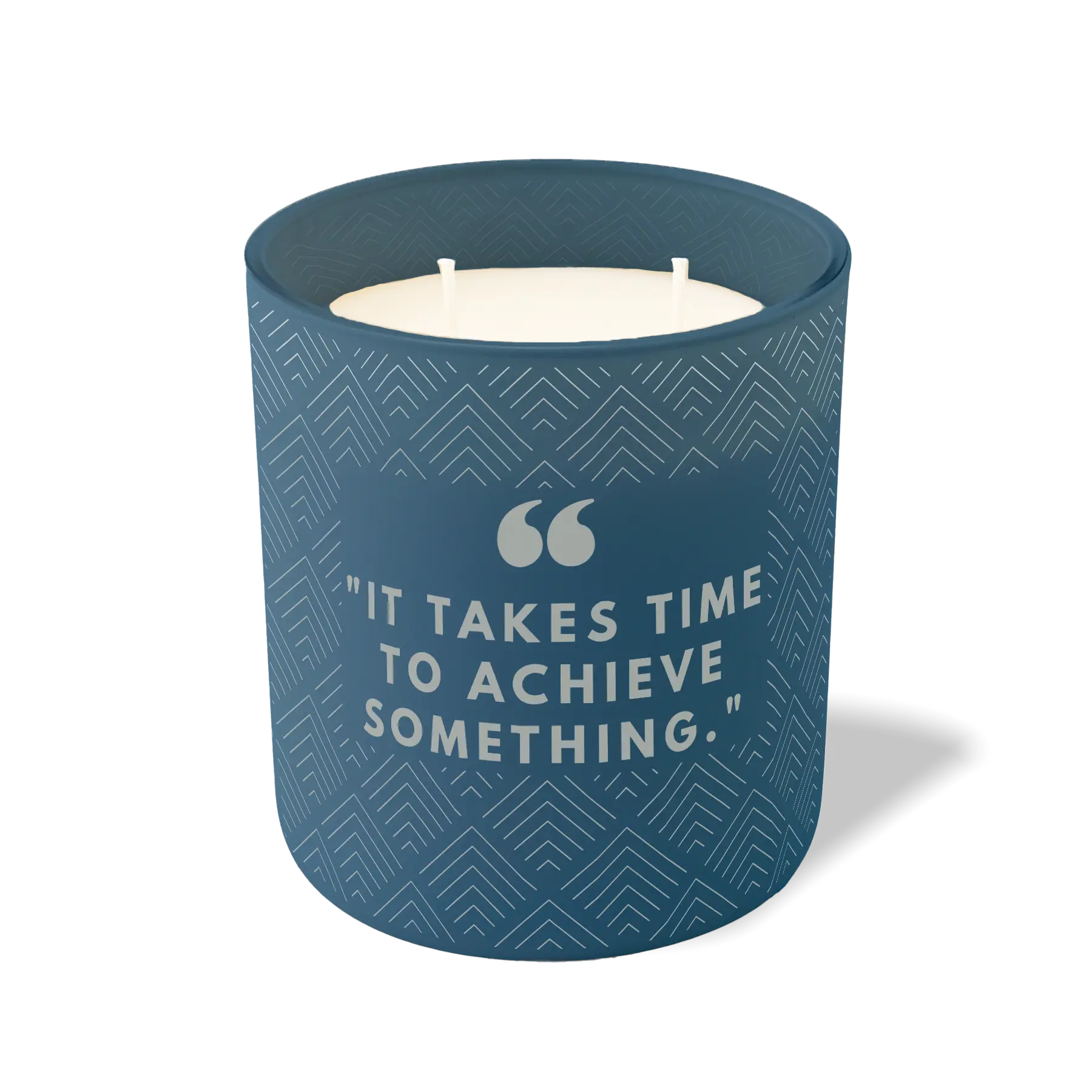 Wild Journey Custom Etched It Takes Time to Achieve Something 12 oz Studio Series Candle in Cobalt