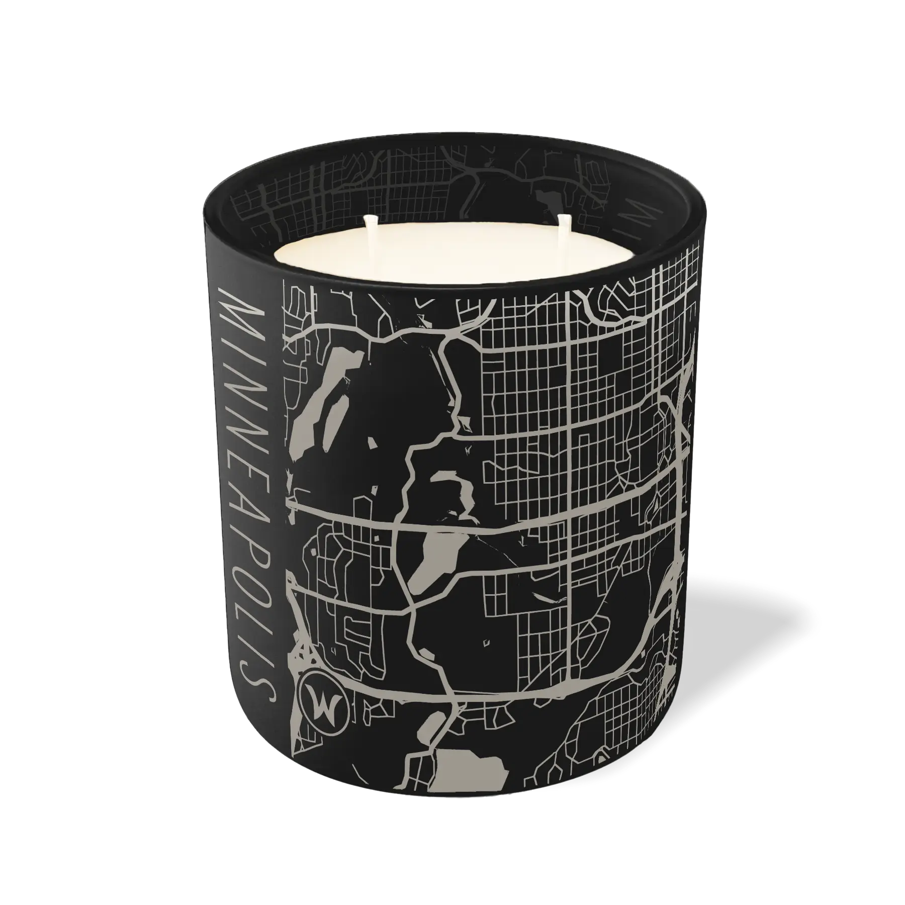 Wild Journey Custom Etched Minneapolis Map 12 oz Studio Series Candle in Black