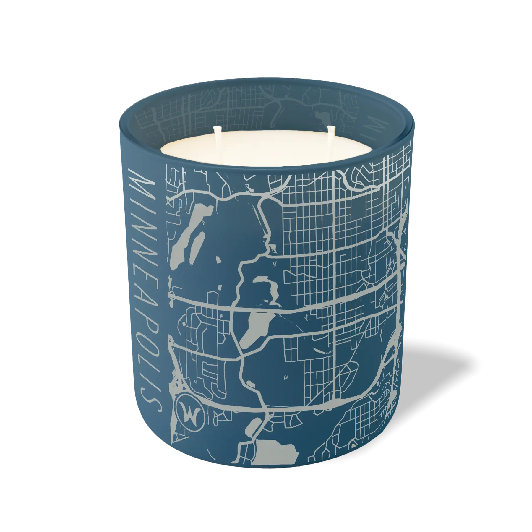 Wild Journey Custom Etched Minneapolis Map 12 oz Studio Series Candle in Cobalt