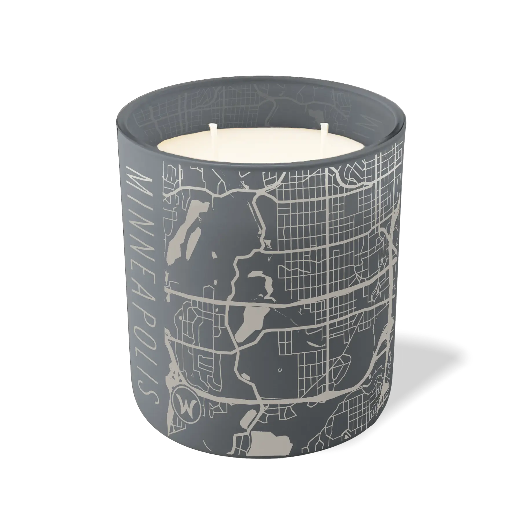 Wild Journey Custom Etched Minneapolis Map 12 oz Studio Series Candle in Graphite