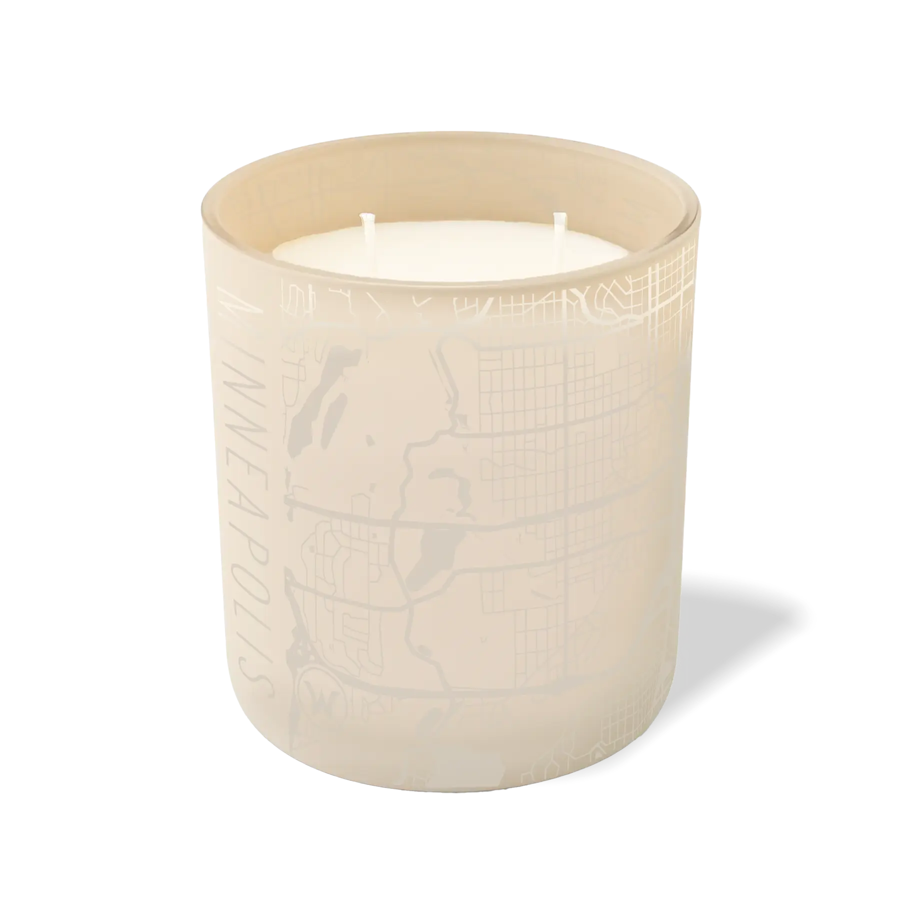 Wild Journey Custom Etched Minneapolis Map 12 oz Studio Series Candle in Sand