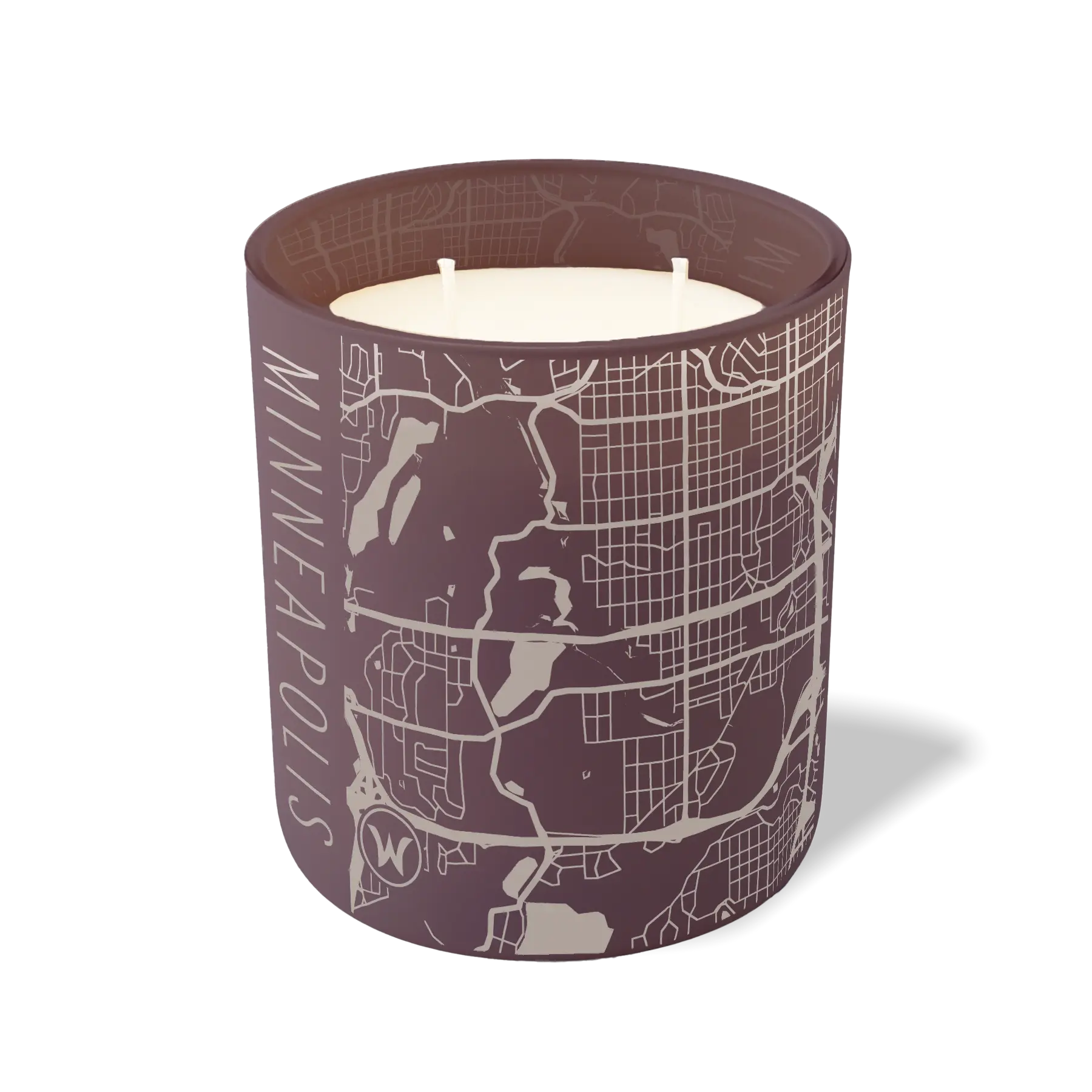 Wild Journey Custom Etched Minneapolis Map 12 oz Studio Series Candle in Velvet Plum