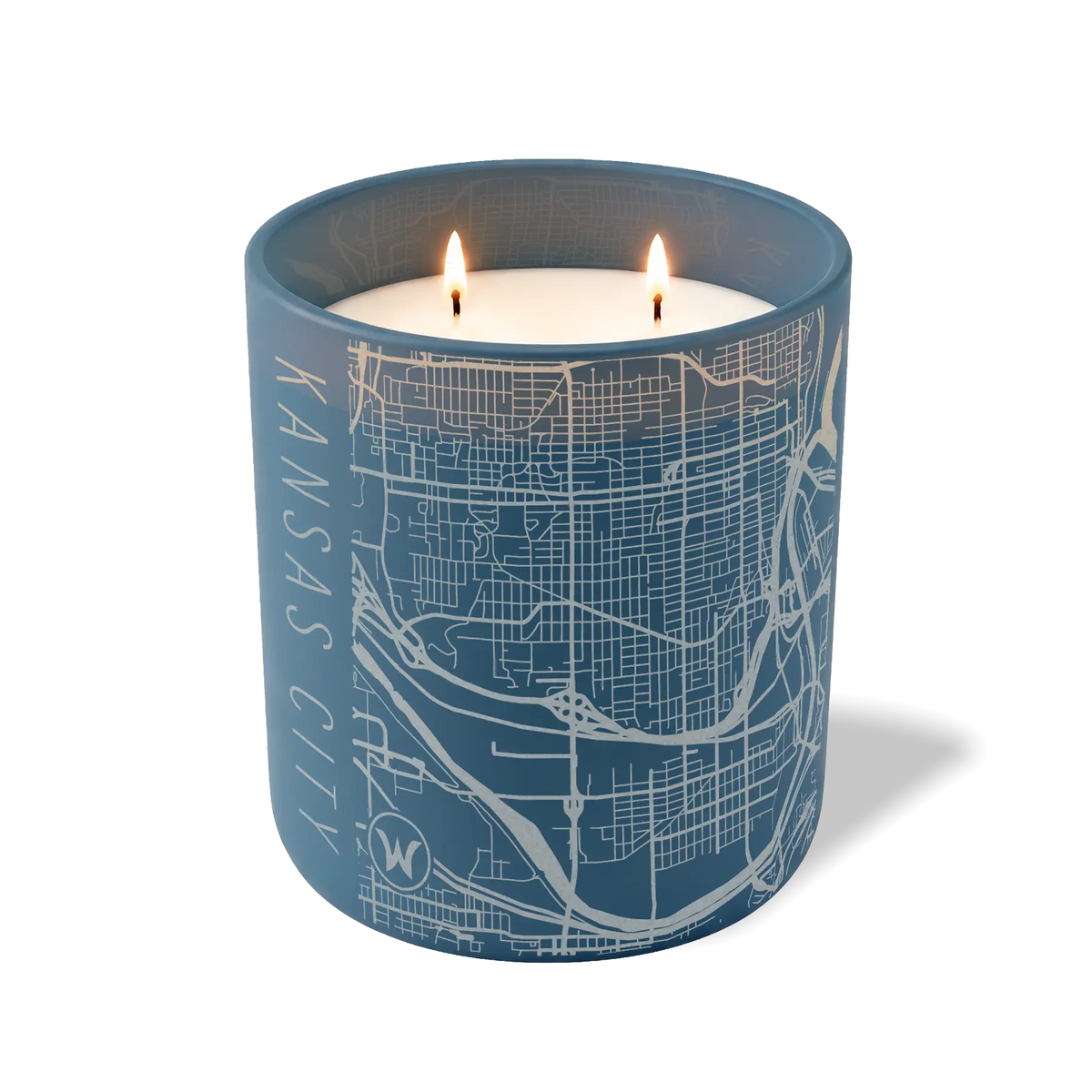Wild Journey Custom Etched Kansas City Map 12 oz Studio Series Candle in Cobalt