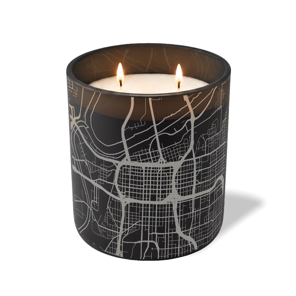 Wild Journey Custom Etched Kansas City Map 12 oz Studio Series Candle in Black