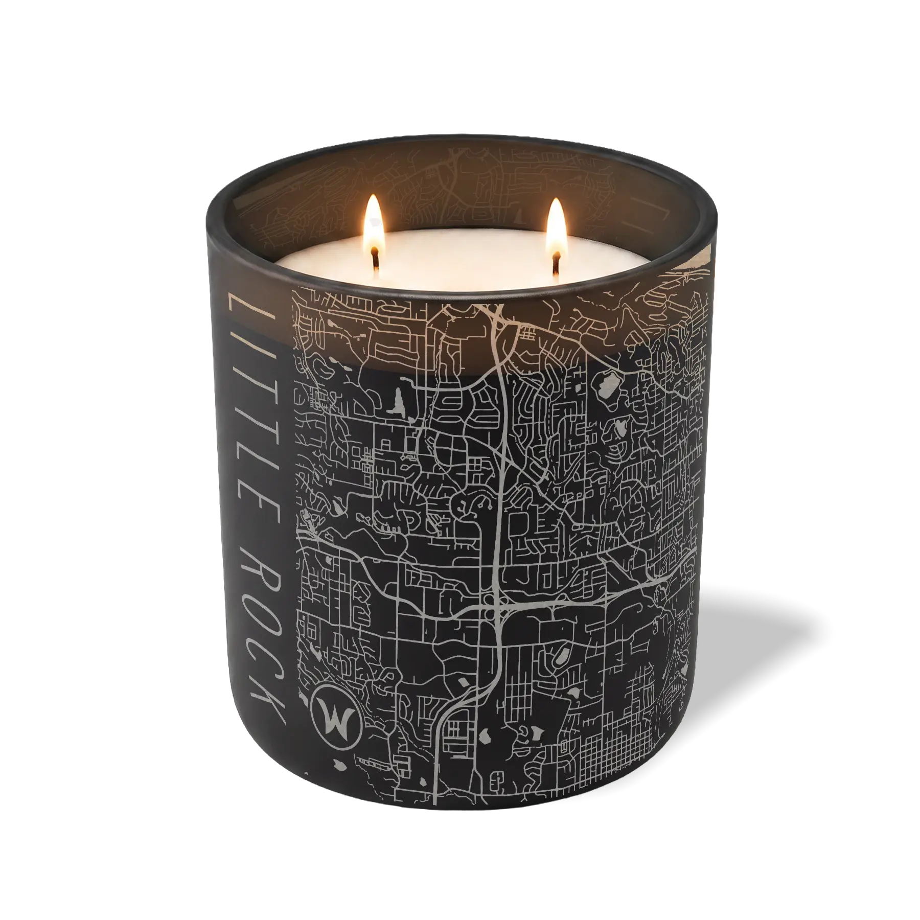 Wild Journey Custom Etched Little Rock AR Map 12 oz Studio Series Candle in Black