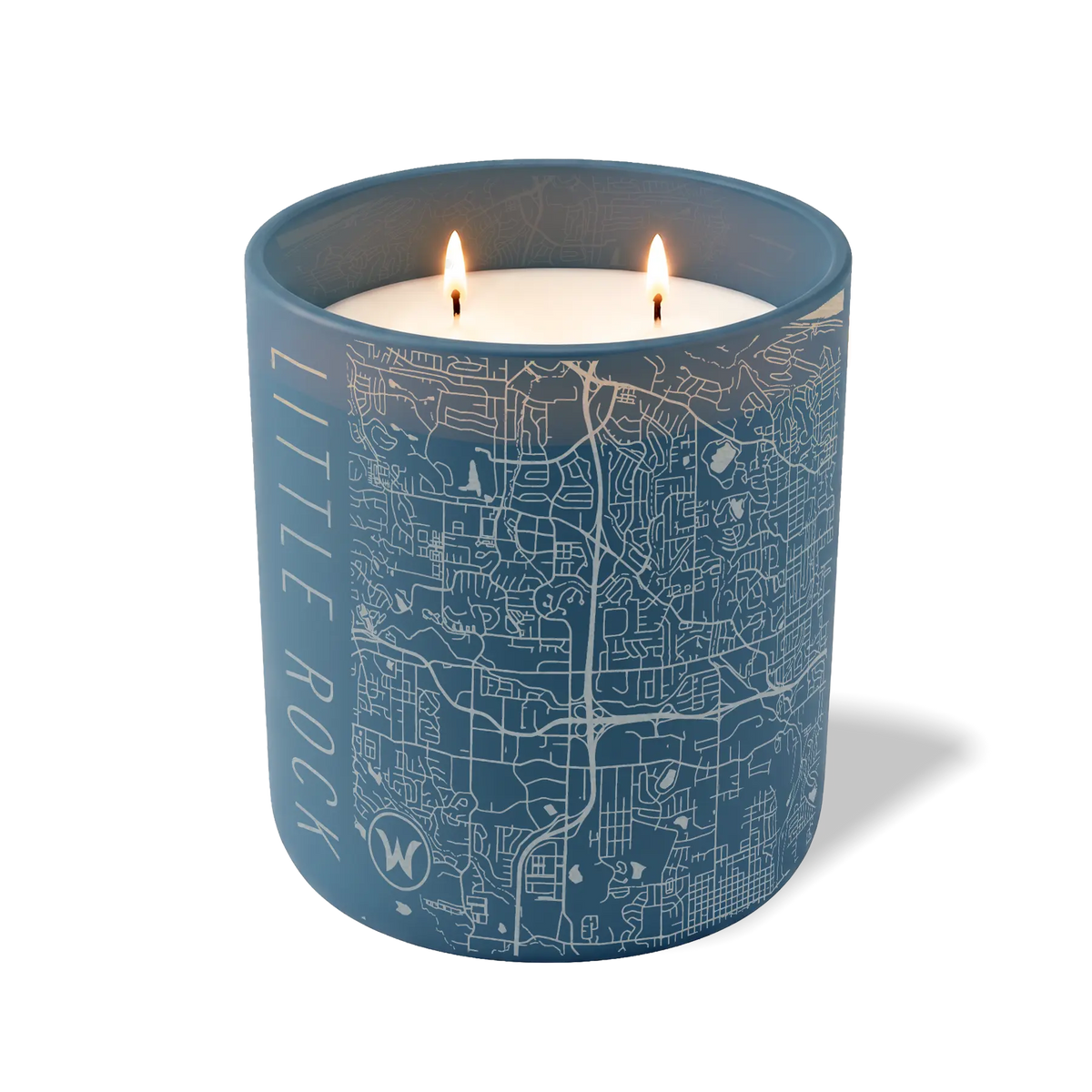Wild Journey Custom Etched Little Rock AR Map 12 oz Studio Series Candle in Cobalt