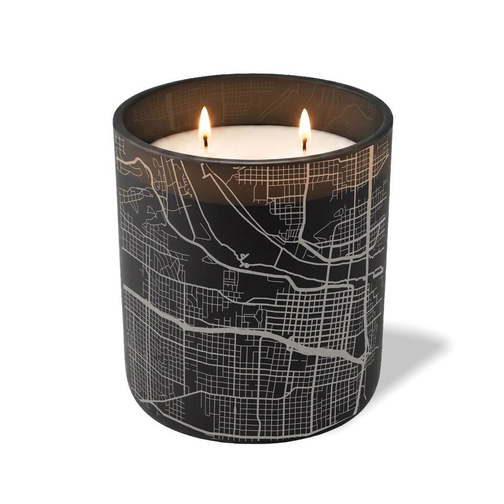 Wild Journey Custom Etched Little Rock AR Map 12 oz Studio Series Candle in Black