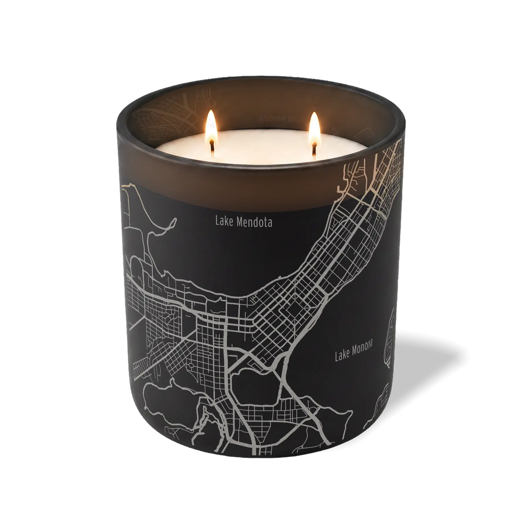 Wild Journey Custom Etched Madison WI Map 12 oz Studio Series Candle in Black