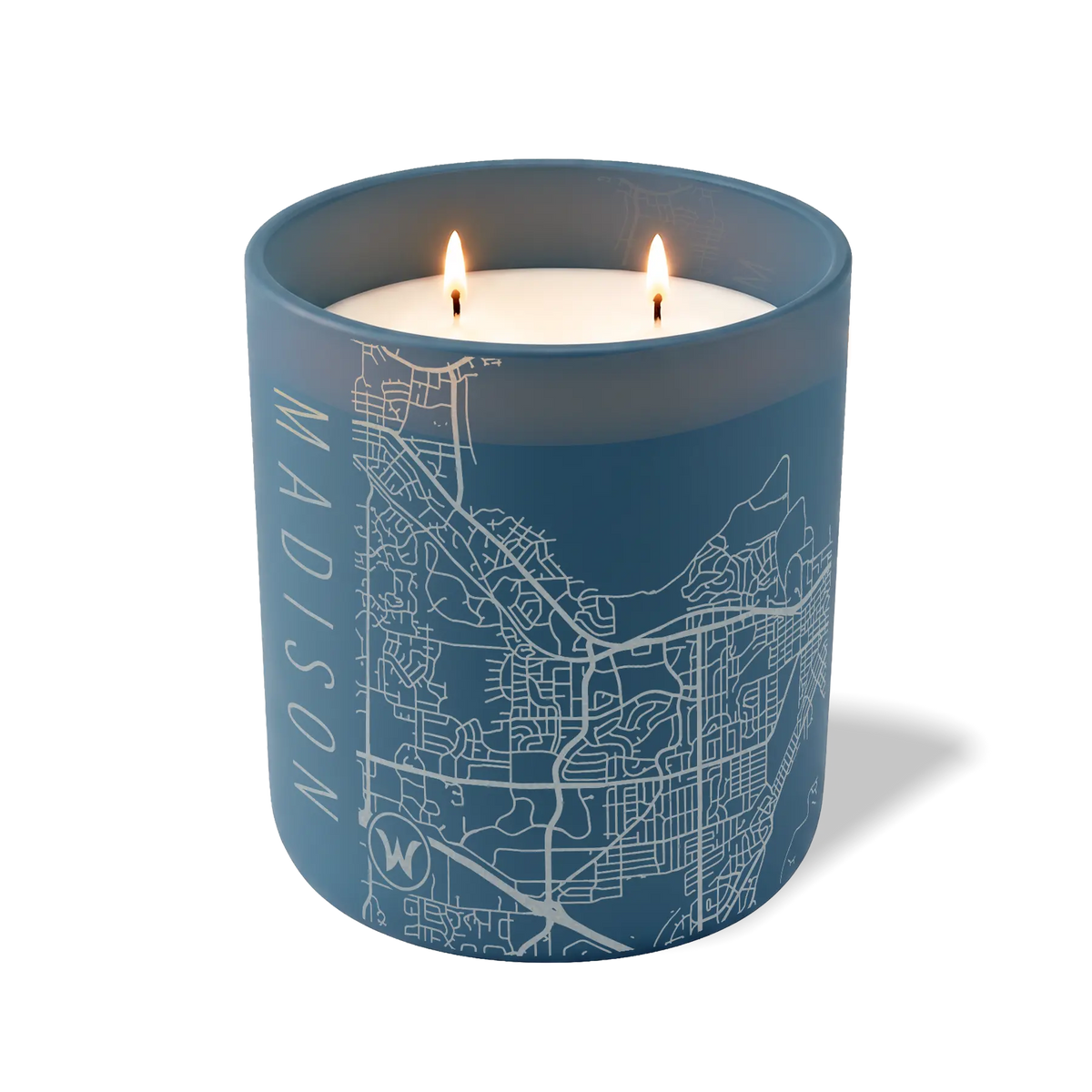 Wild Journey Custom Etched Madison WI Map 12 oz Studio Series Candle in Cobalt