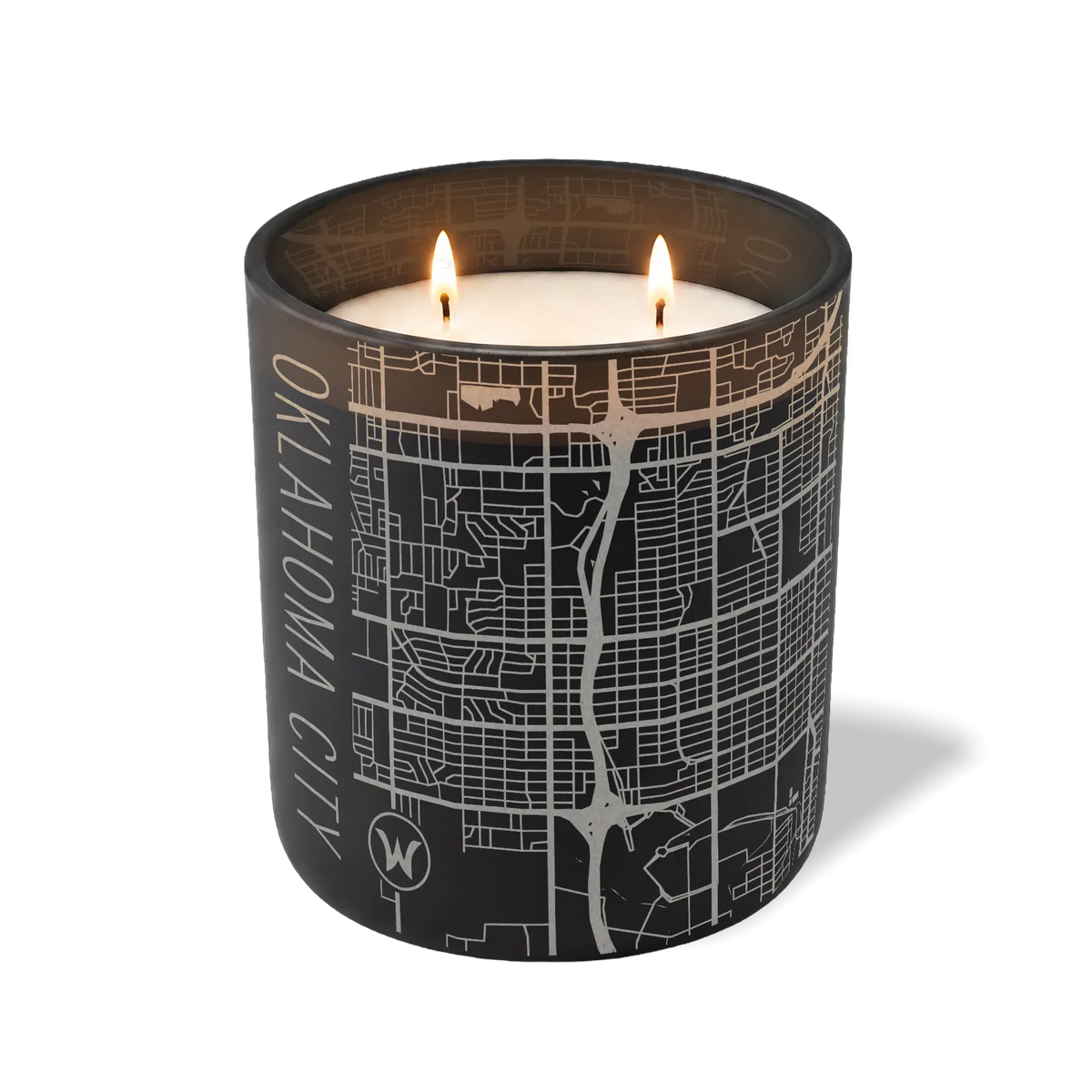 Wild Journey Custom Etched Oklahoma City Map 12 oz Studio Series Candle in Black