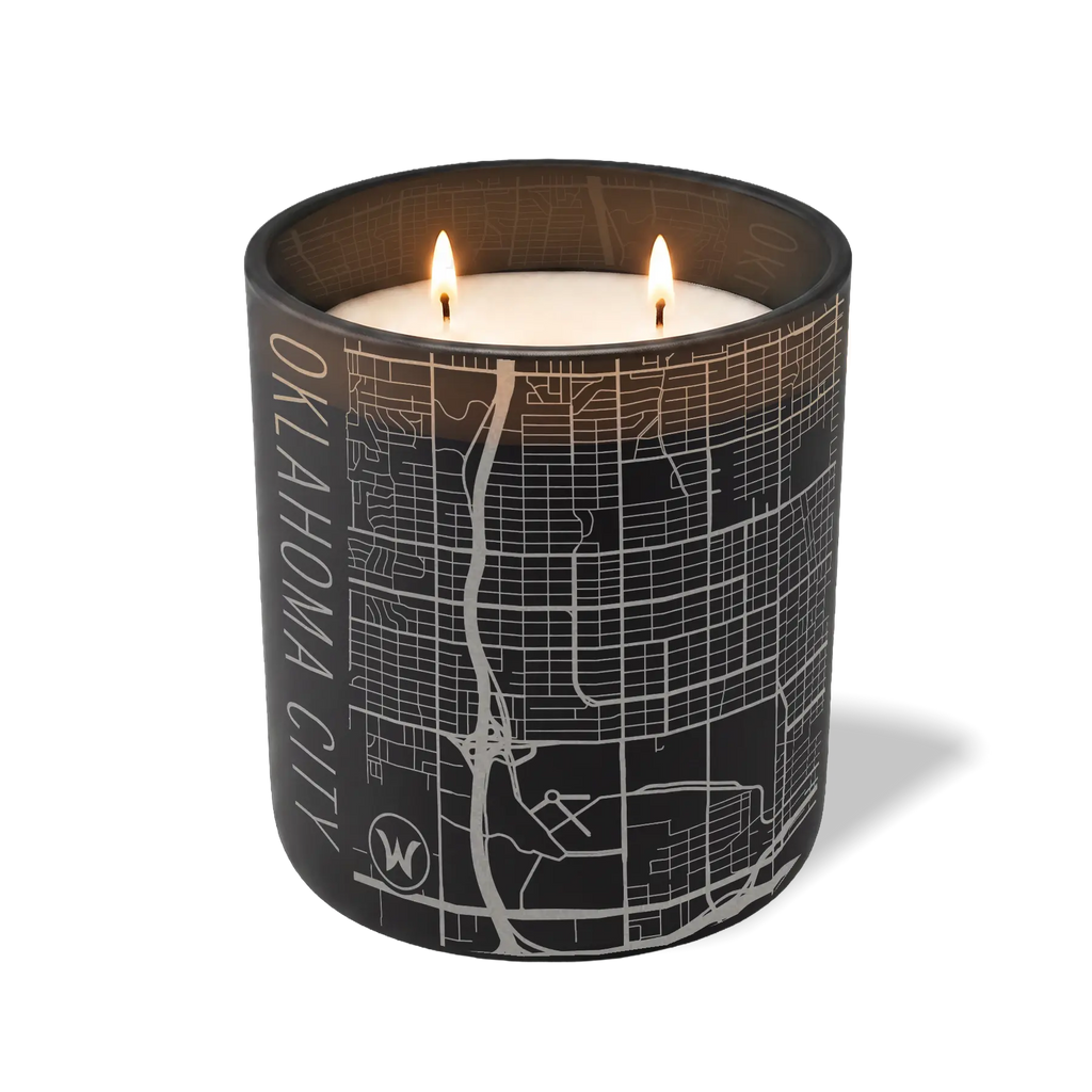Wild Journey Custom Etched Oklahoma City Map 12 oz Studio Series Candle in Black