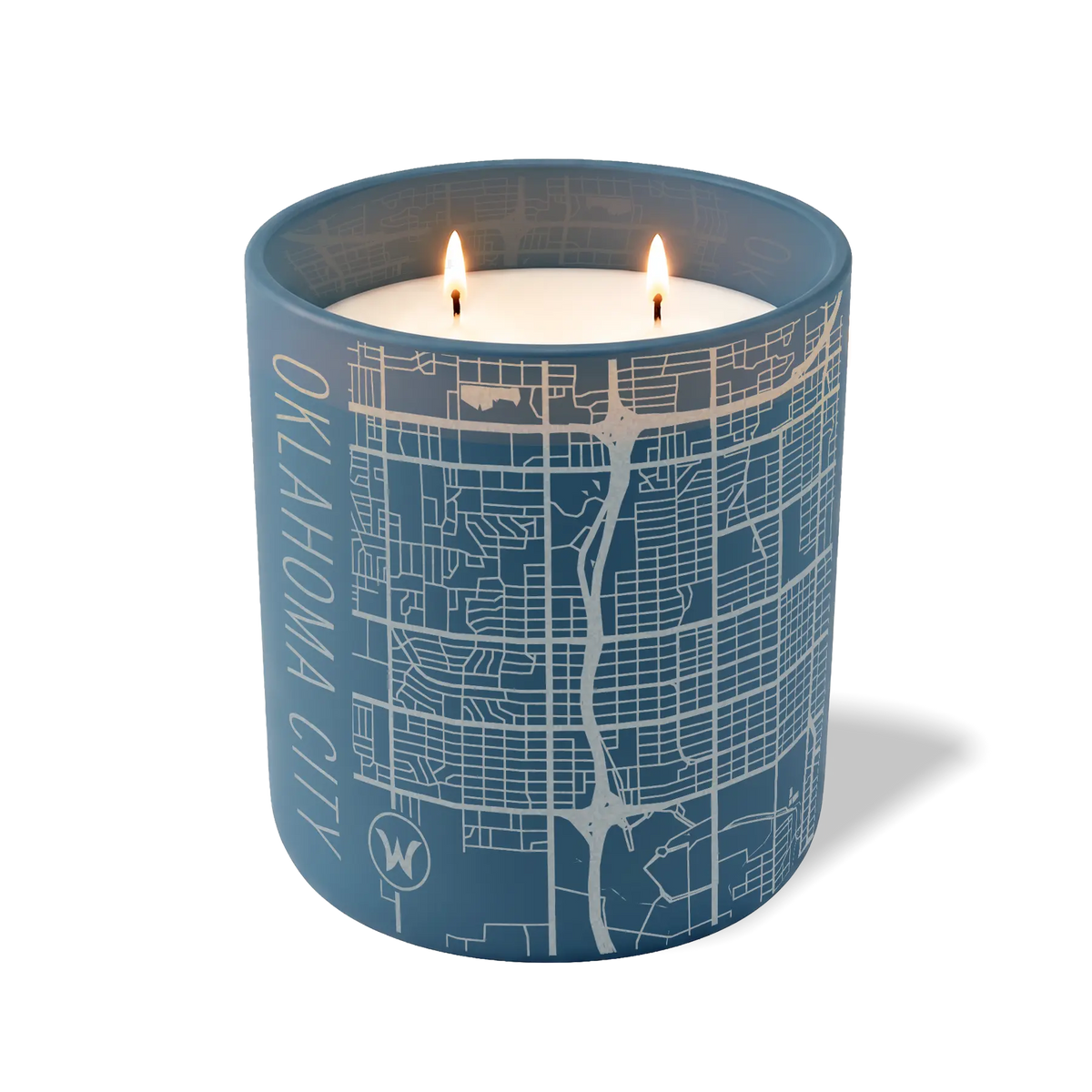 Wild Journey Custom Etched Oklahoma City Map 12 oz Studio Series Candle in Cobalt