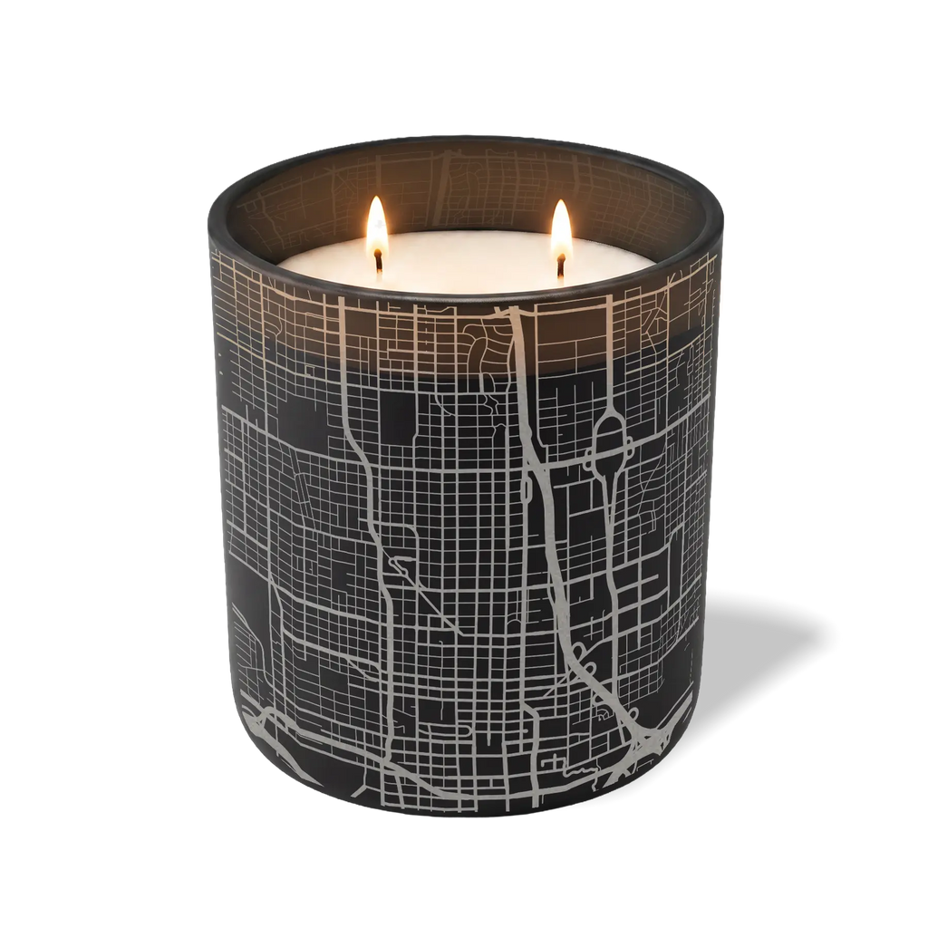 Wild Journey Custom Etched Oklahoma City Map 12 oz Studio Series Candle in Black