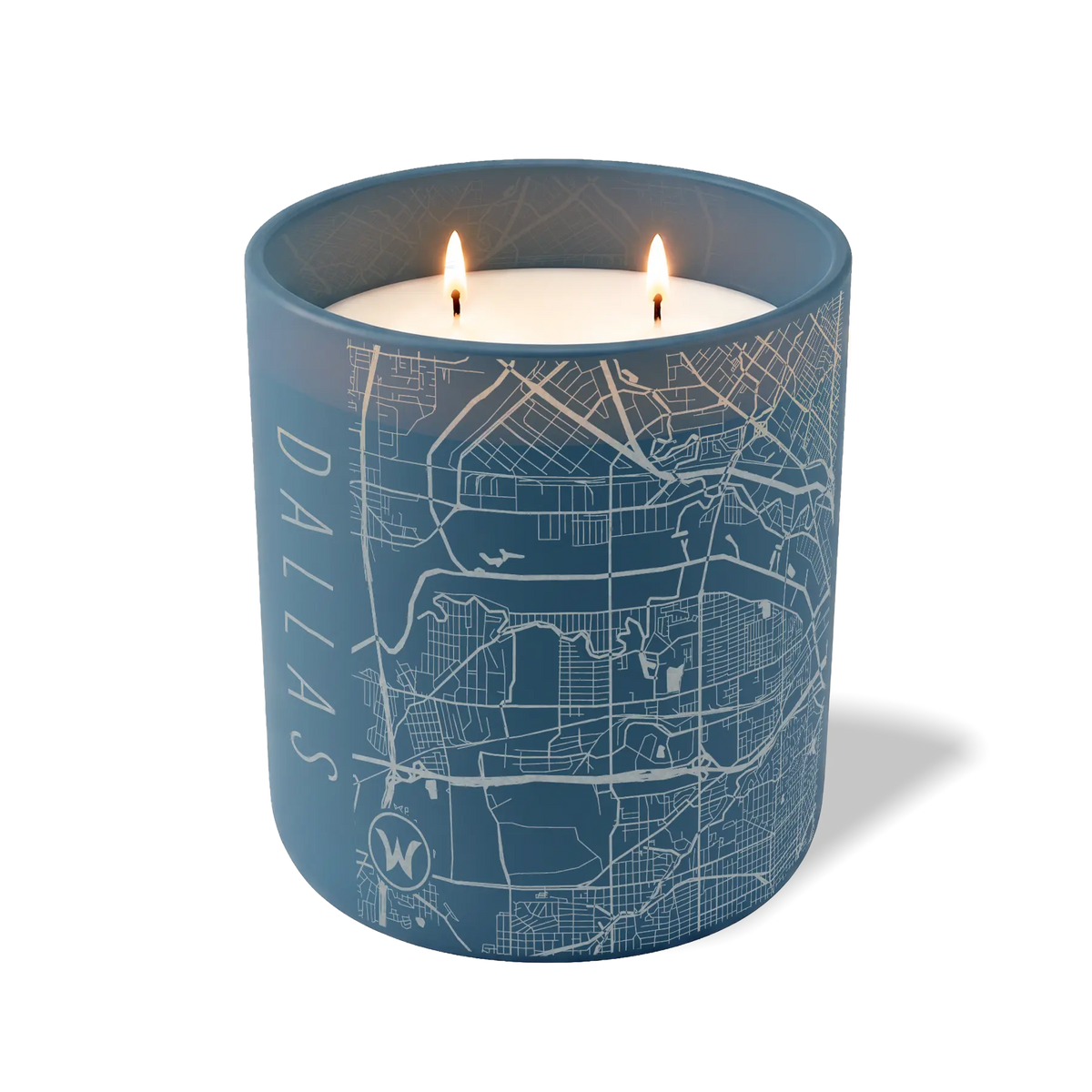 Wild Journey Custom Etched Dallas Map 12 oz Studio Series Candle in Cobalt