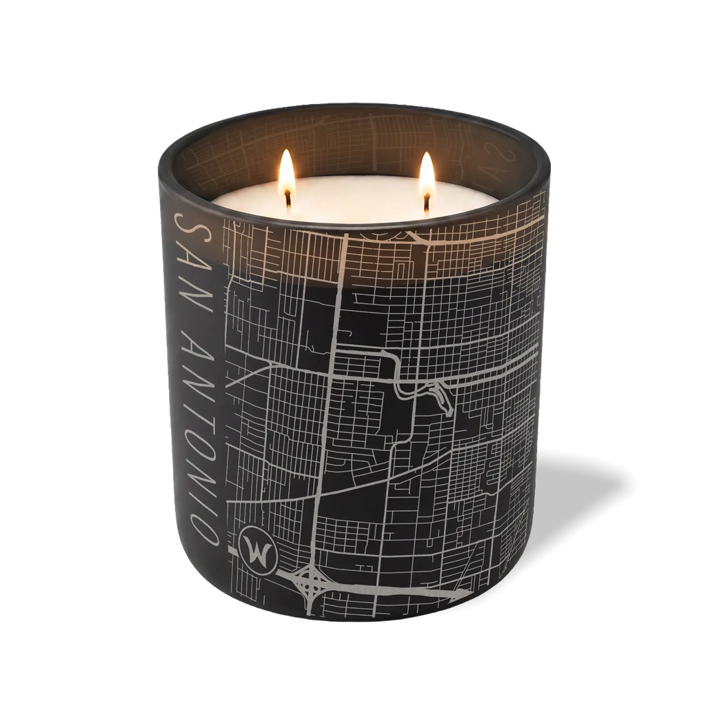 Wild Journey Custom Etched San Antonio Map 12 oz Studio Series Candle in Black