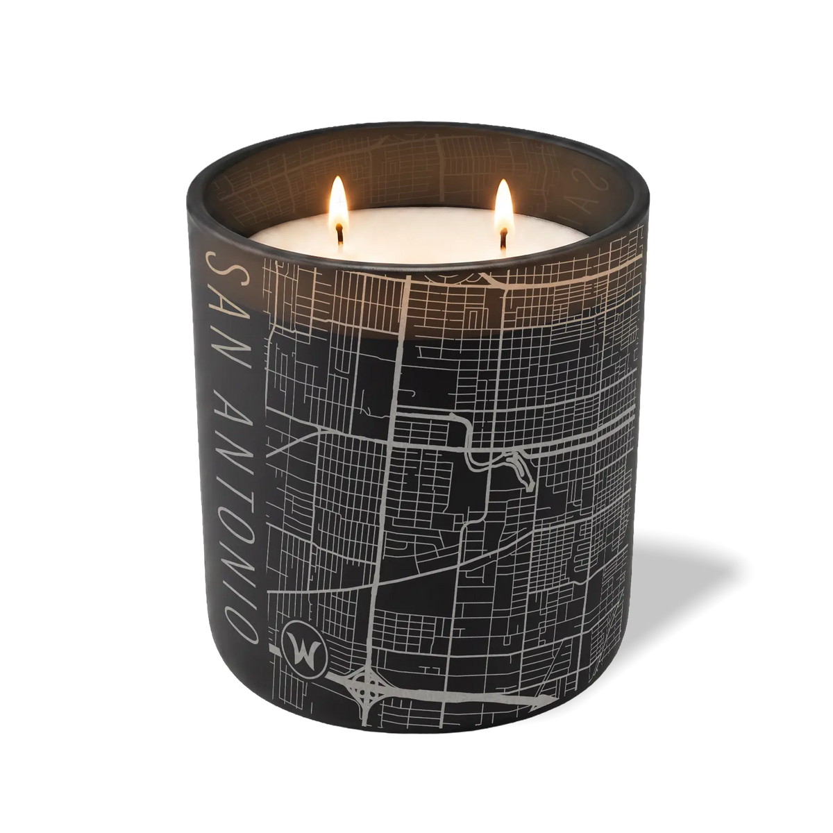 Wild Journey Custom Etched San Antonio Map 12 oz Studio Series Candle in Black