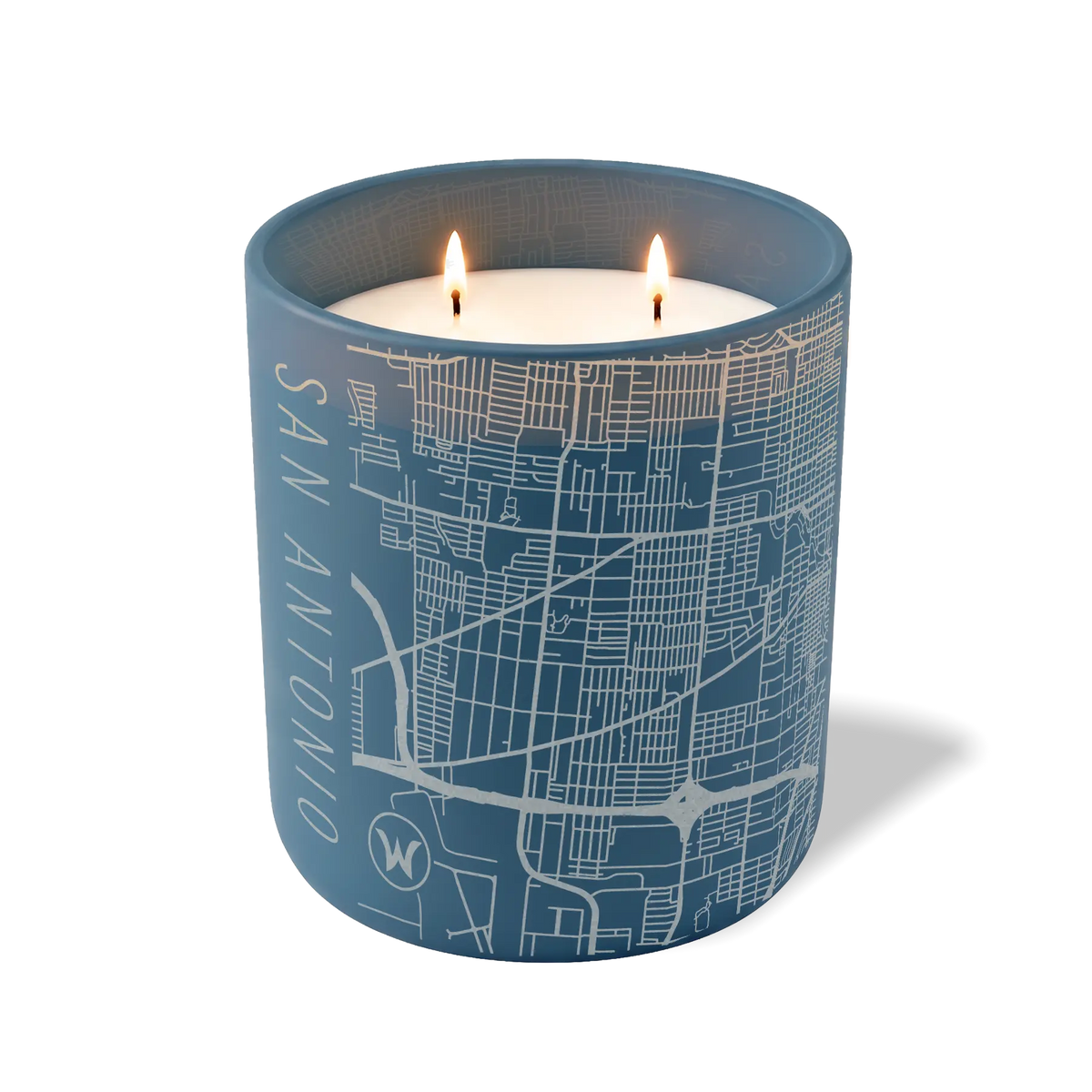 Wild Journey Custom Etched San Antonio Map 12 oz Studio Series Candle in Cobalt