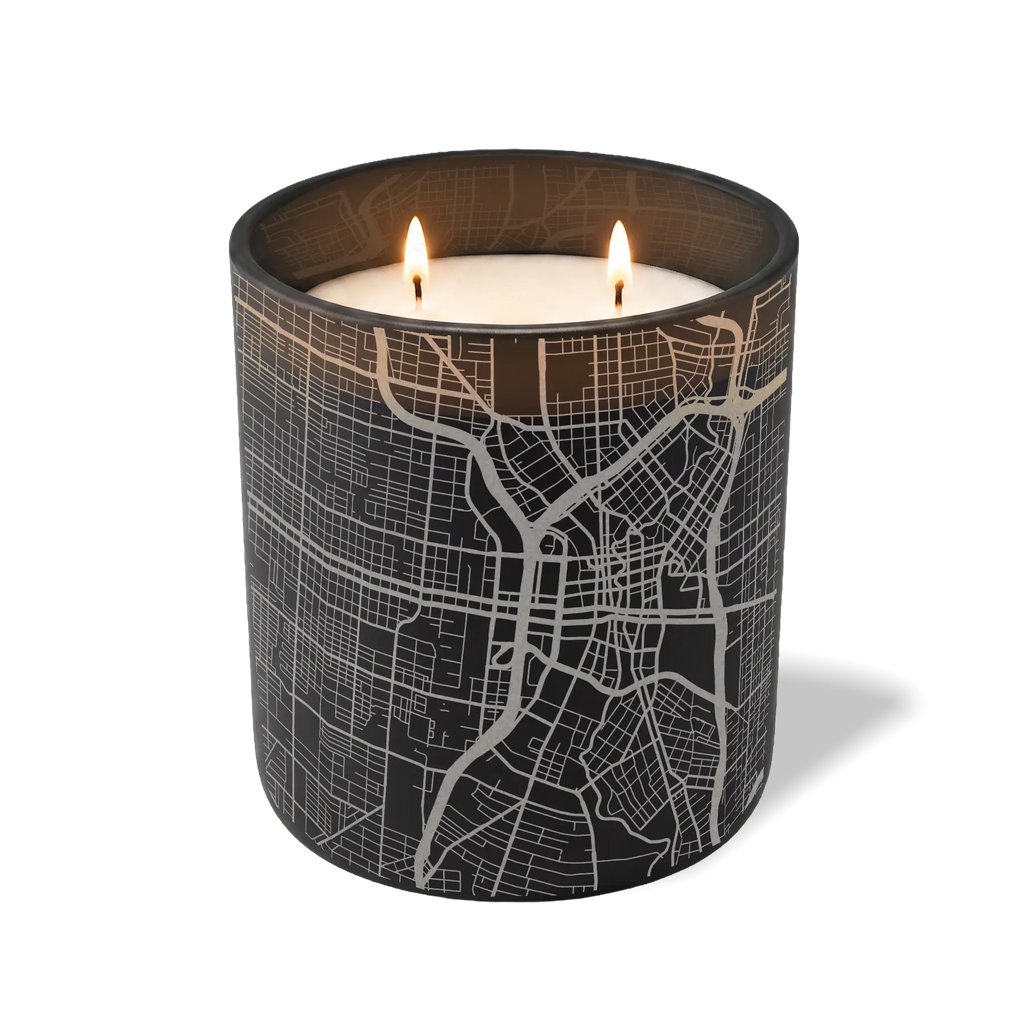 Wild Journey Custom Etched San Antonio Map 12 oz Studio Series Candle in Black
