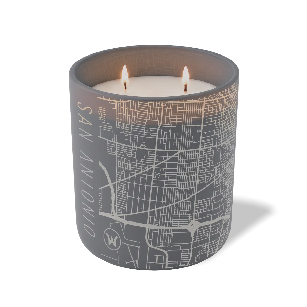 Wild Journey Custom Etched San Antonio Map 12 oz Studio Series Candle in Graphite