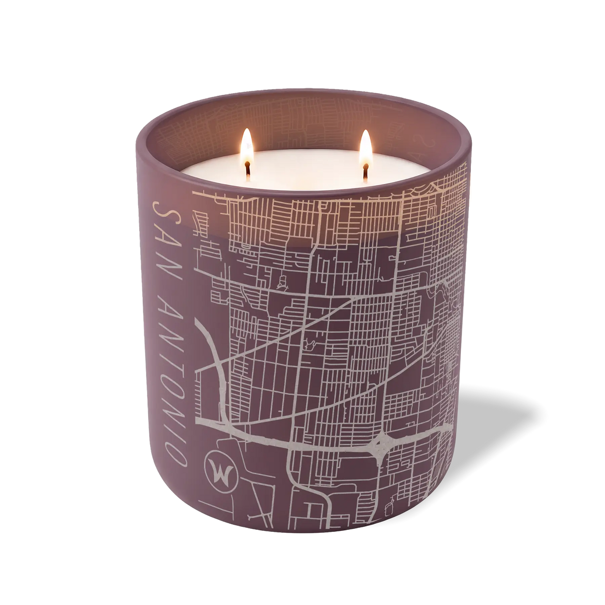 Wild Journey Custom Etched San Antonio Map 12 oz Studio Series Candle in Velvet Plum